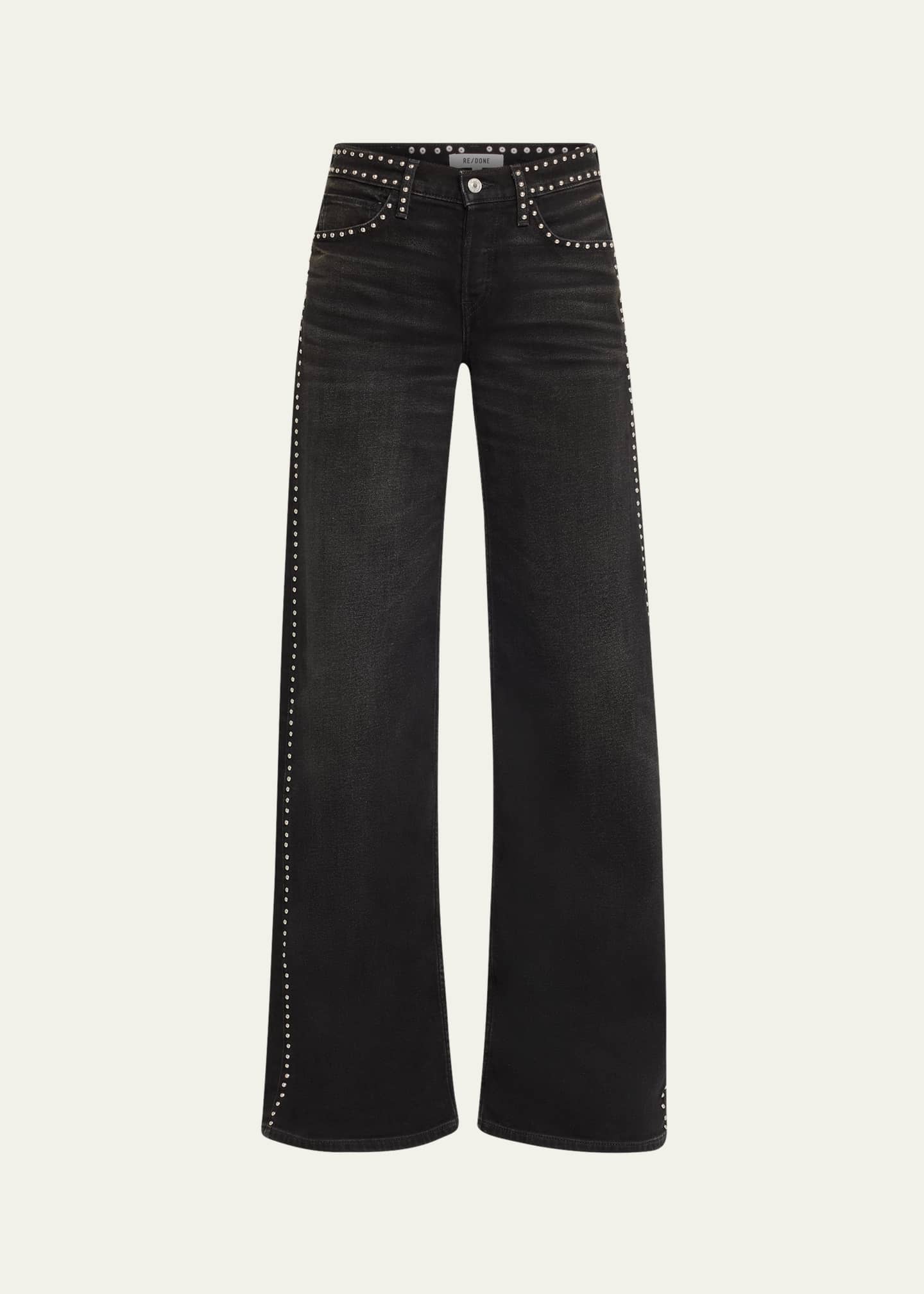 RE/DONE Studded Mid-Rise Wide-Leg Jeans Image 1 of 5