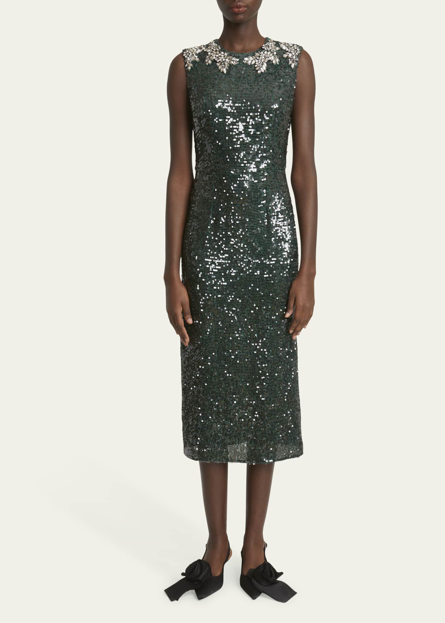 Erdem Sequined Crystal Midi Dress Image 2 of 5