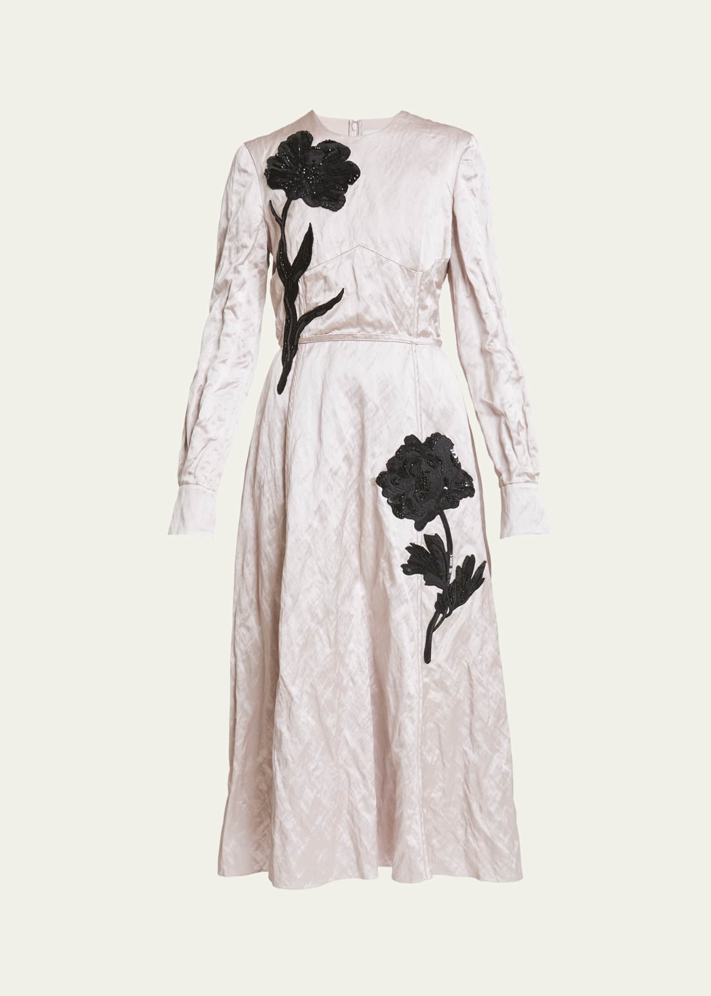 Erdem Floral Sequin Beaded Crinkle Midi Dress - Bergdorf Goodman