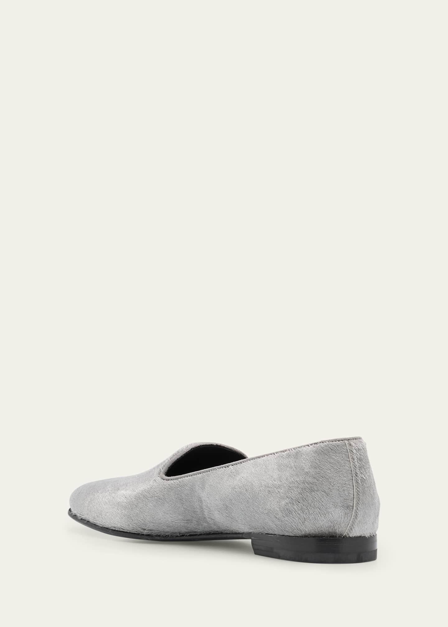Manolo Blahnik Men's Mario Silver Calf Hair Loafers Image 3 of 4