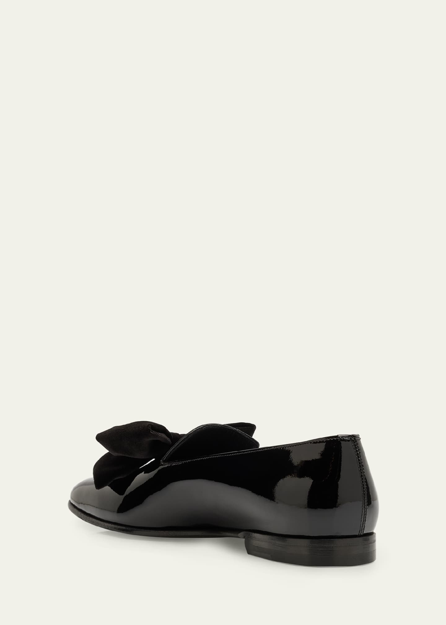 Manolo Blahnik Men's Janser Velvet-Bow Patent Leather Loafers Image 2 of 2