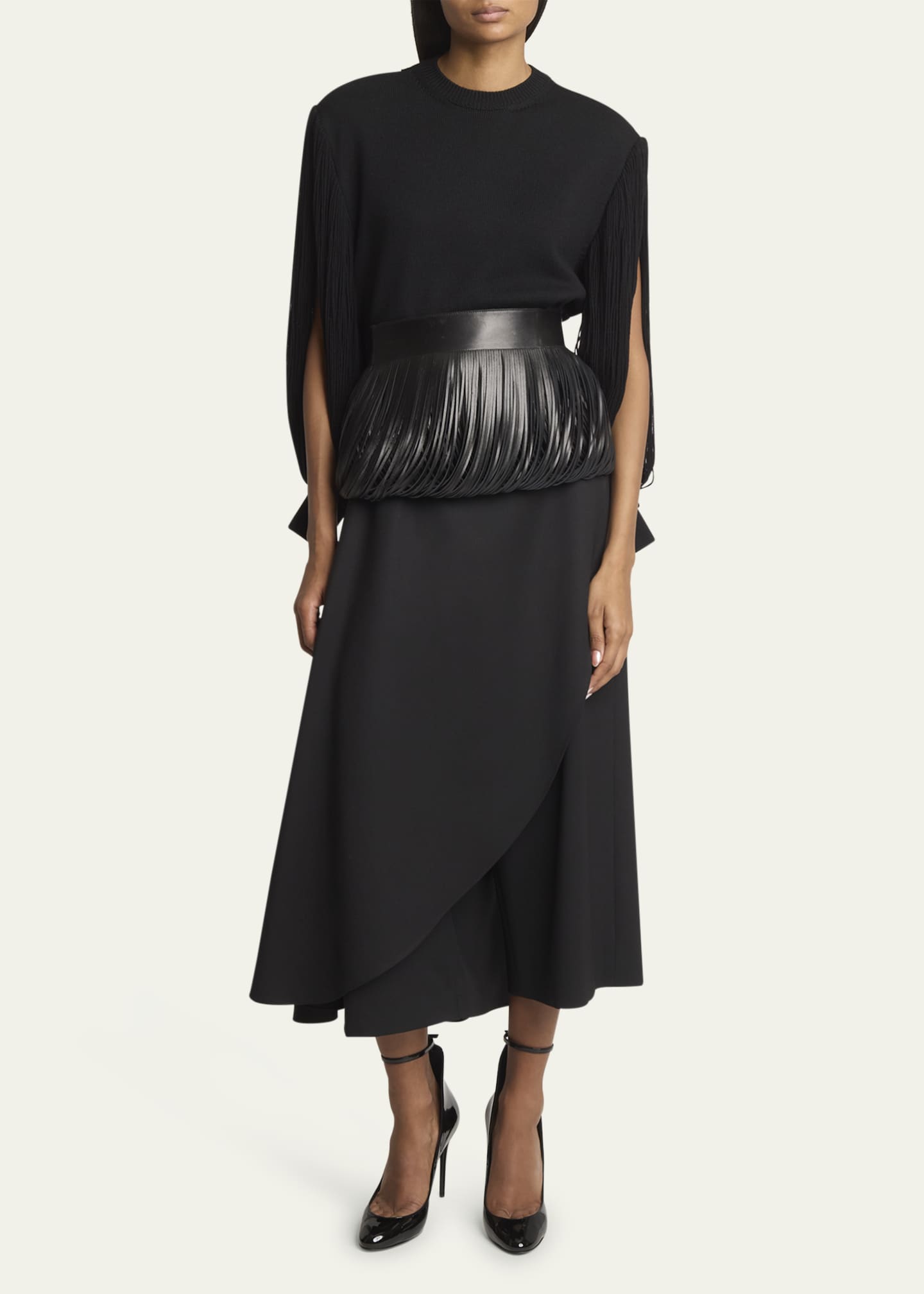 ALAIA Draped Skirt Wool Pants - Bergdorf Goodman