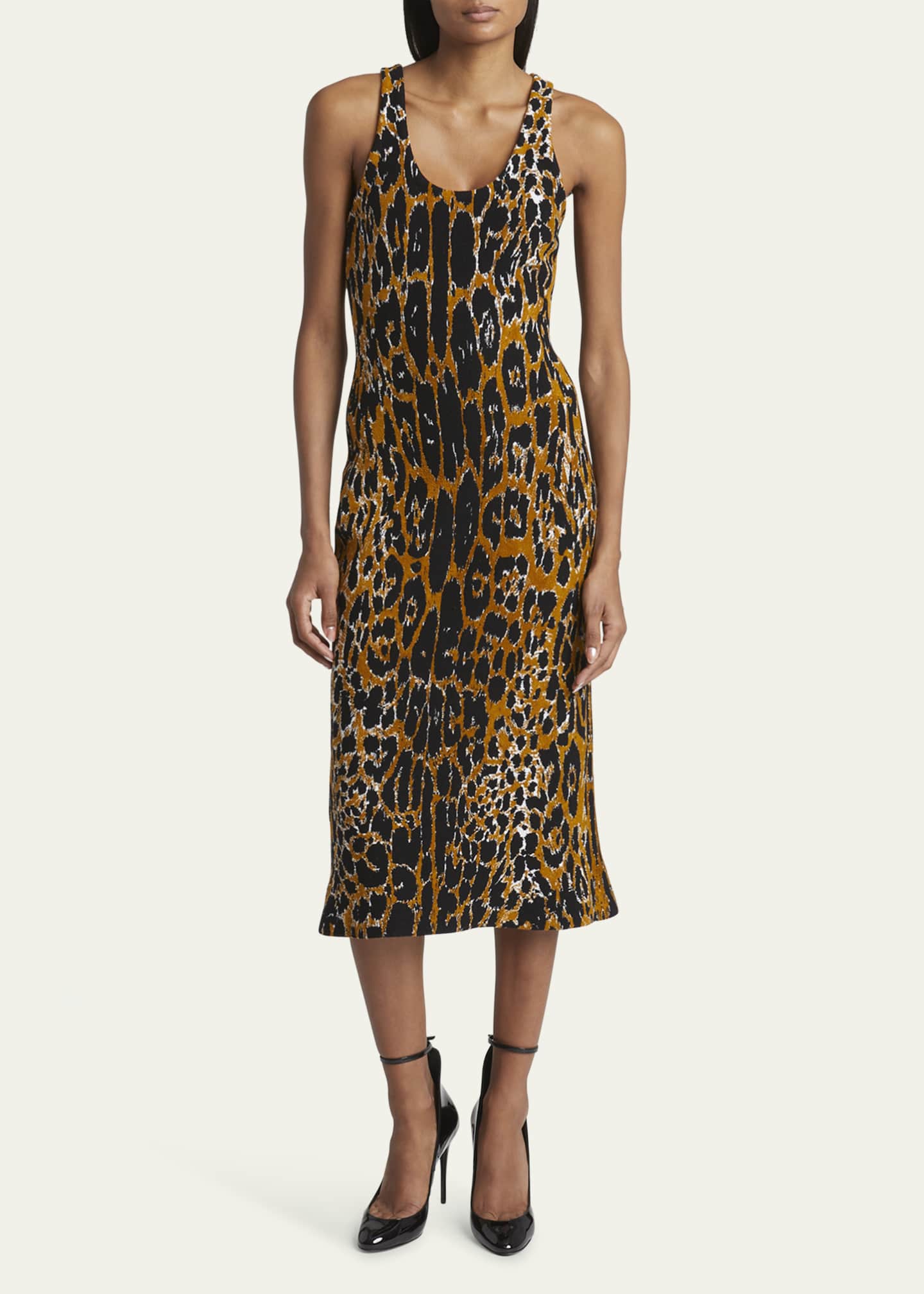 ALAIA Leopard Print Midi Dress Image 2 of 5