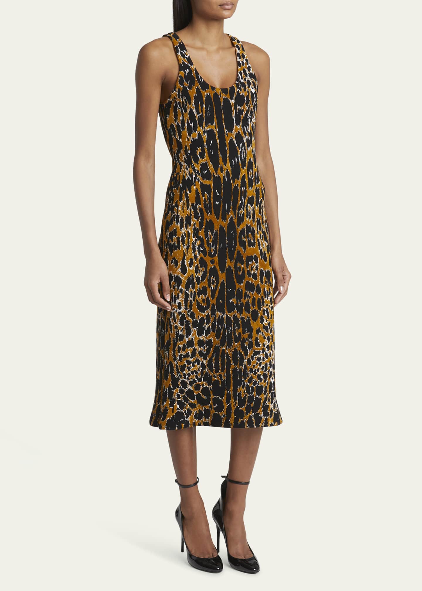 ALAIA Leopard Print Midi Dress Image 4 of 5