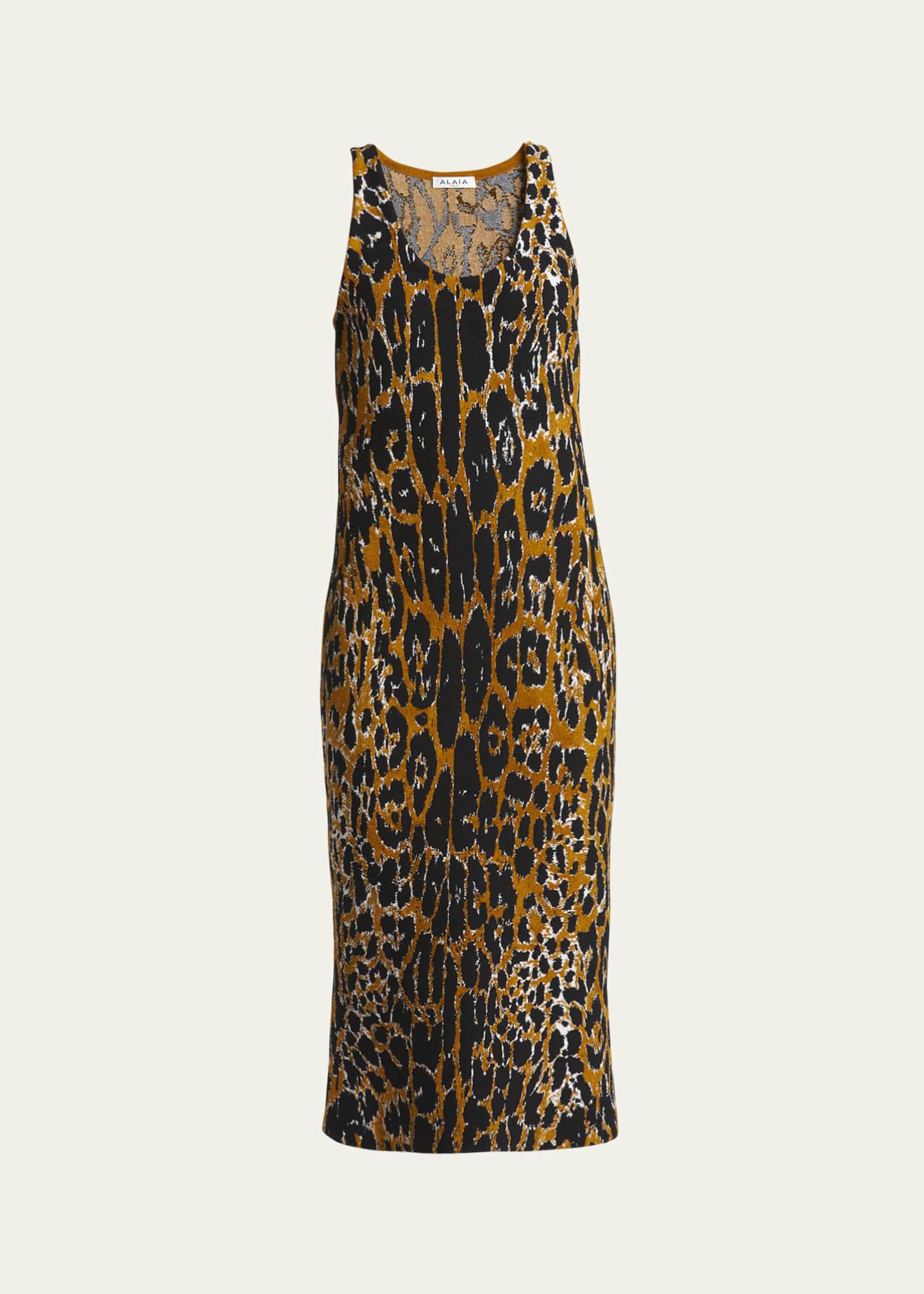 ALAIA Leopard Print Midi Dress Image 1 of 5