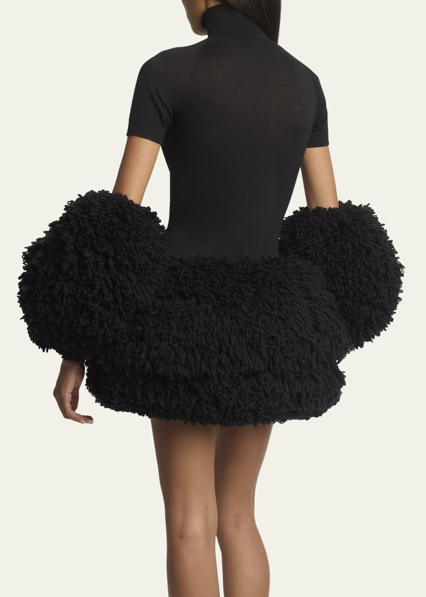 ALAIA Mock-Neck Short-Sleeve Wool Bodysuit Image 3 of 5