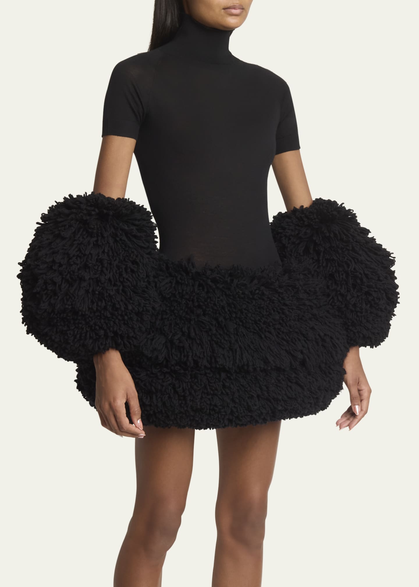 ALAIA Mock-Neck Short-Sleeve Wool Bodysuit Image 4 of 5