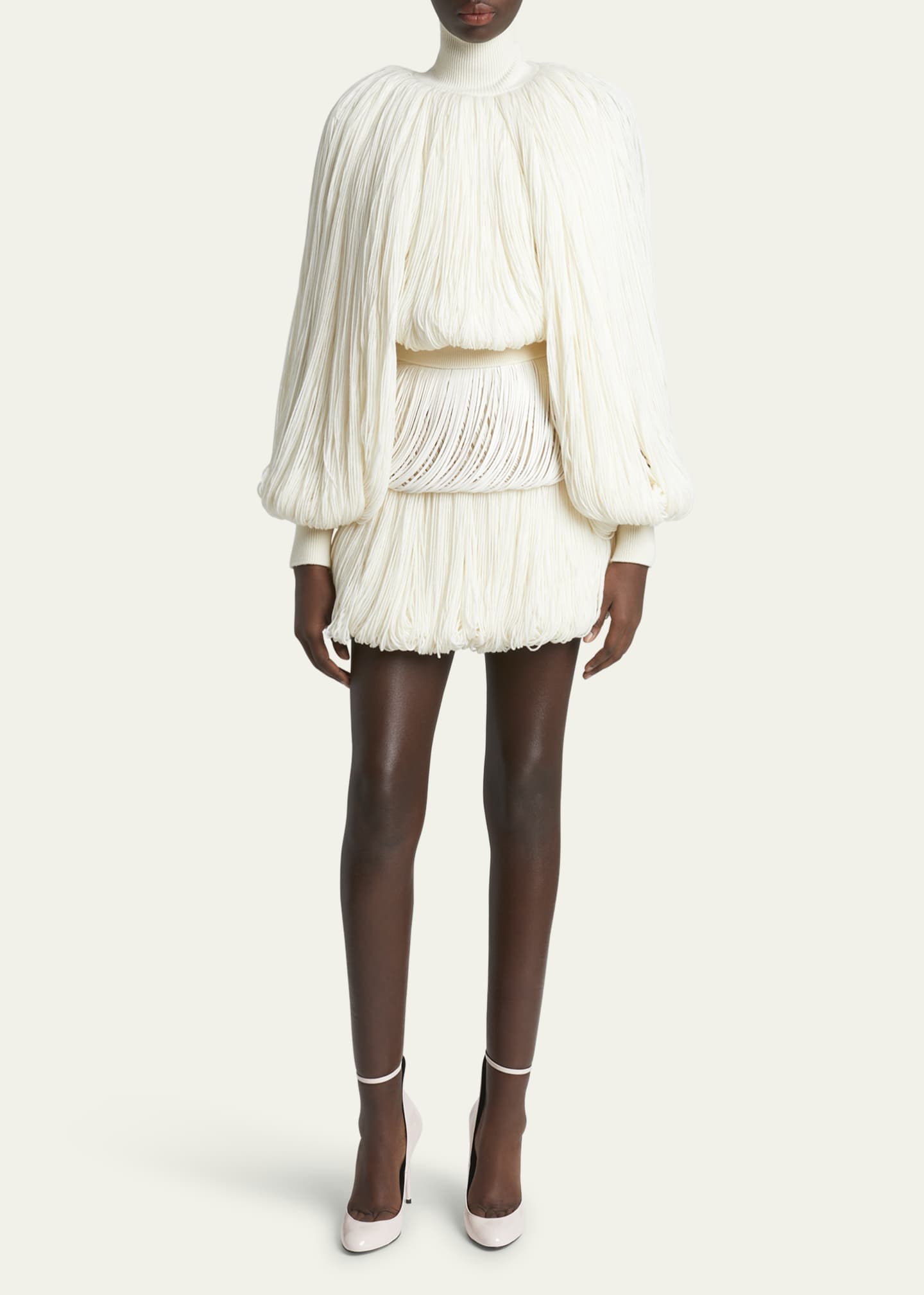 ALAIA Turtleneck Long-Sleeve Fringe Sweater Image 2 of 5