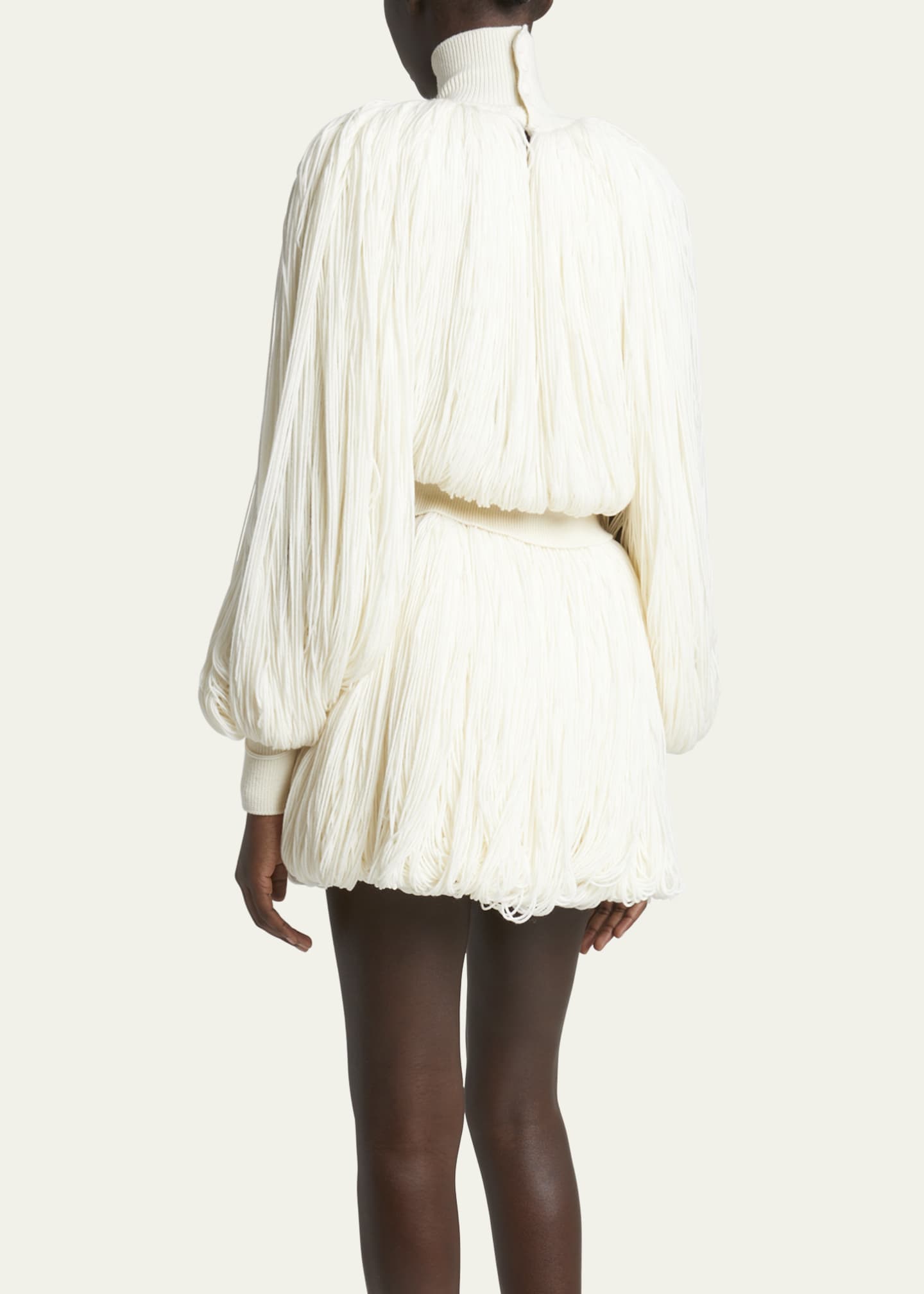 ALAIA Turtleneck Long-Sleeve Fringe Sweater Image 3 of 5