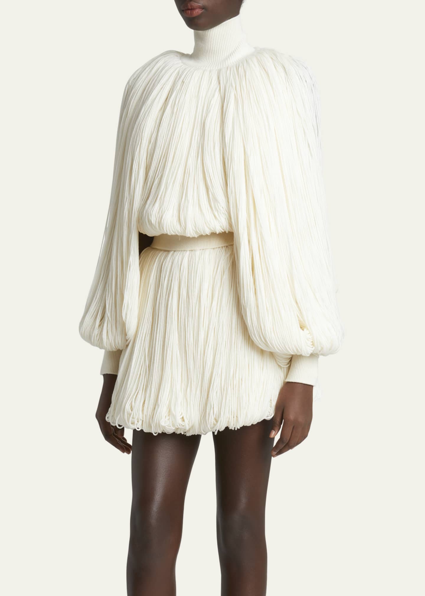 ALAIA Turtleneck Long-Sleeve Fringe Sweater Image 4 of 5