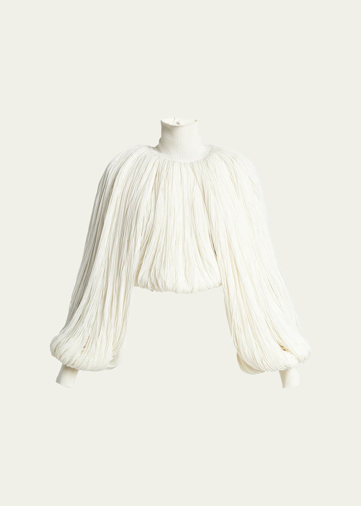 ALAIA Turtleneck Long-Sleeve Fringe Sweater Image 1 of 5