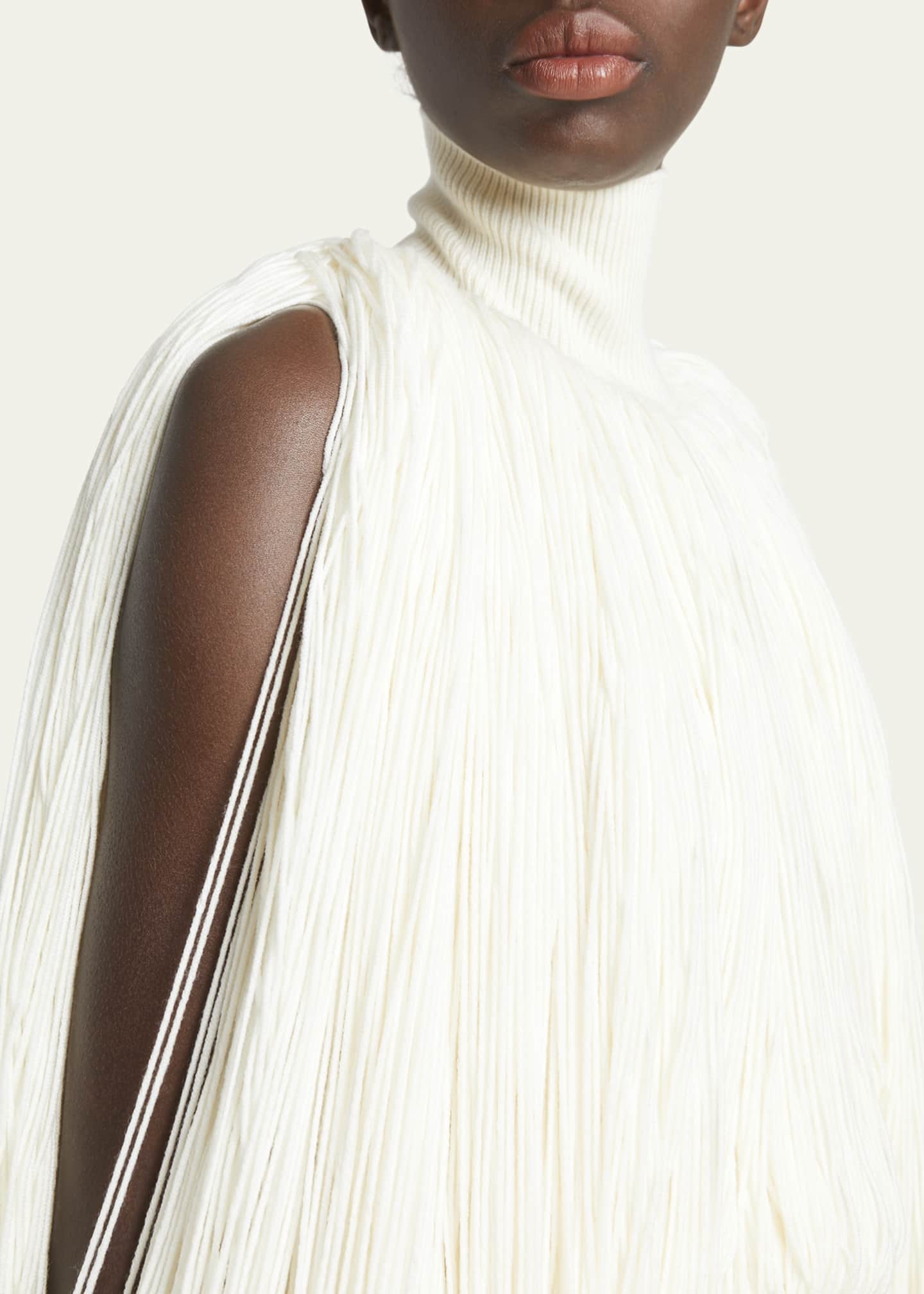 ALAIA Turtleneck Long-Sleeve Fringe Sweater Image 5 of 5