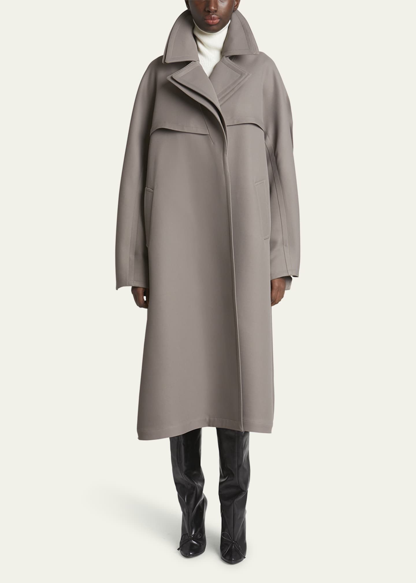 ALAIA Layered Collar Slit-Sleeve Trench Coat Image 2 of 5
