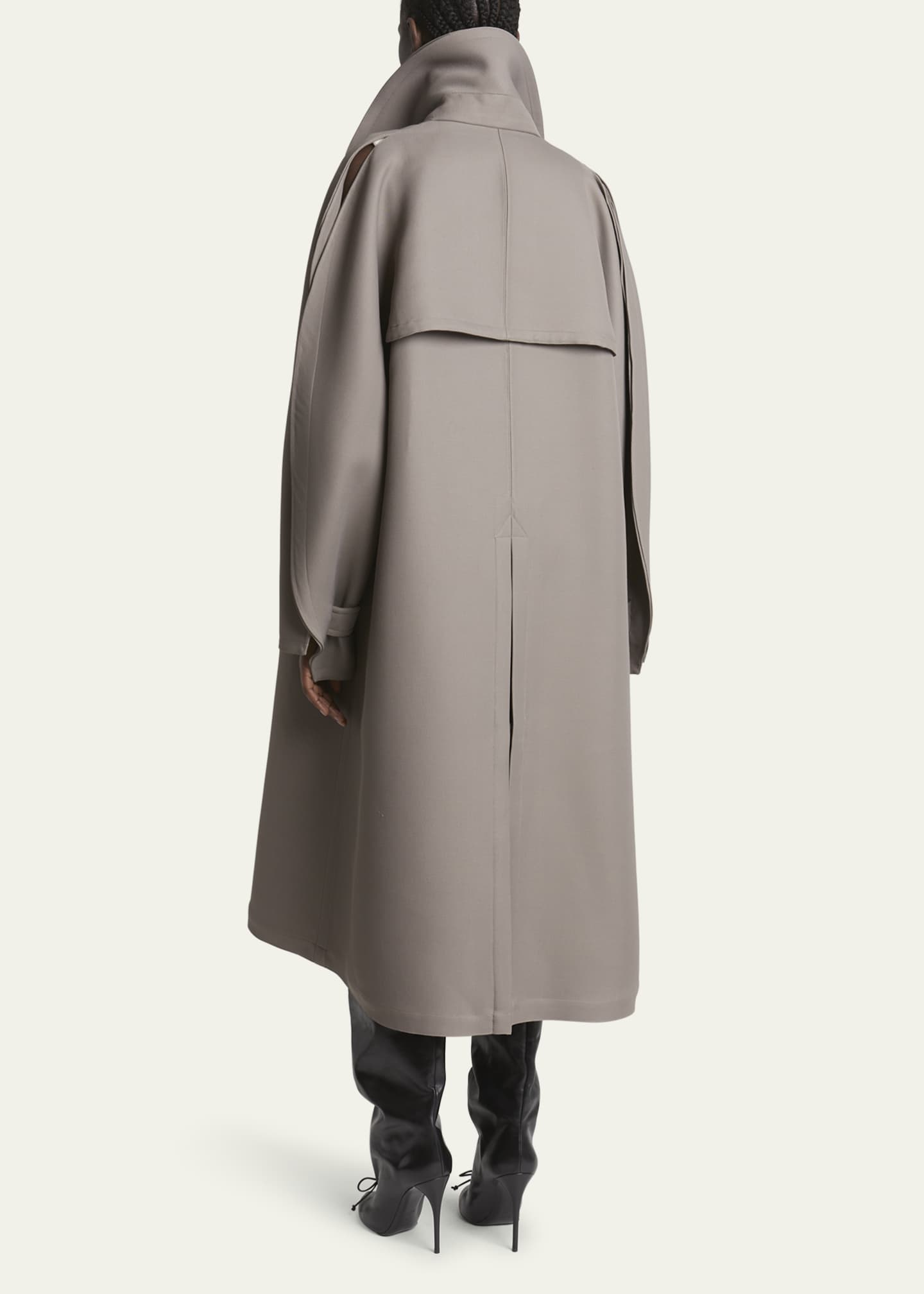 ALAIA Layered Collar Slit-Sleeve Trench Coat Image 3 of 5