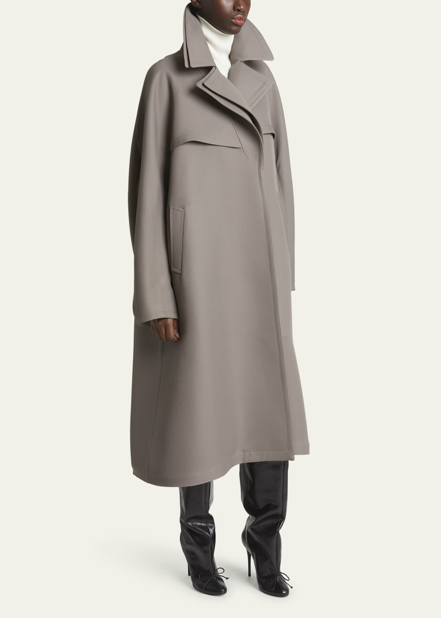 ALAIA Layered Collar Slit-Sleeve Trench Coat Image 4 of 5