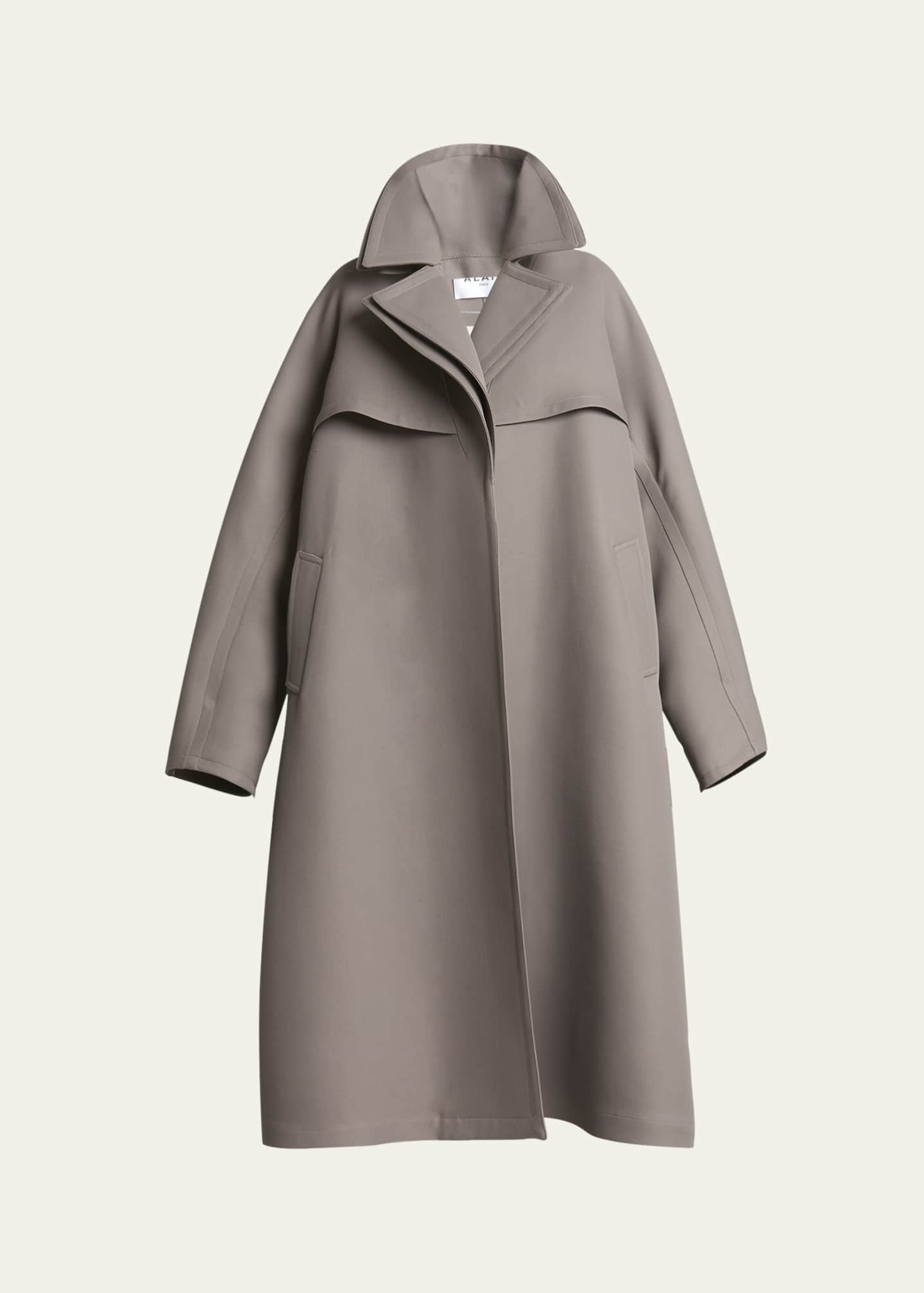 ALAIA Layered Collar Slit-Sleeve Trench Coat Image 1 of 5