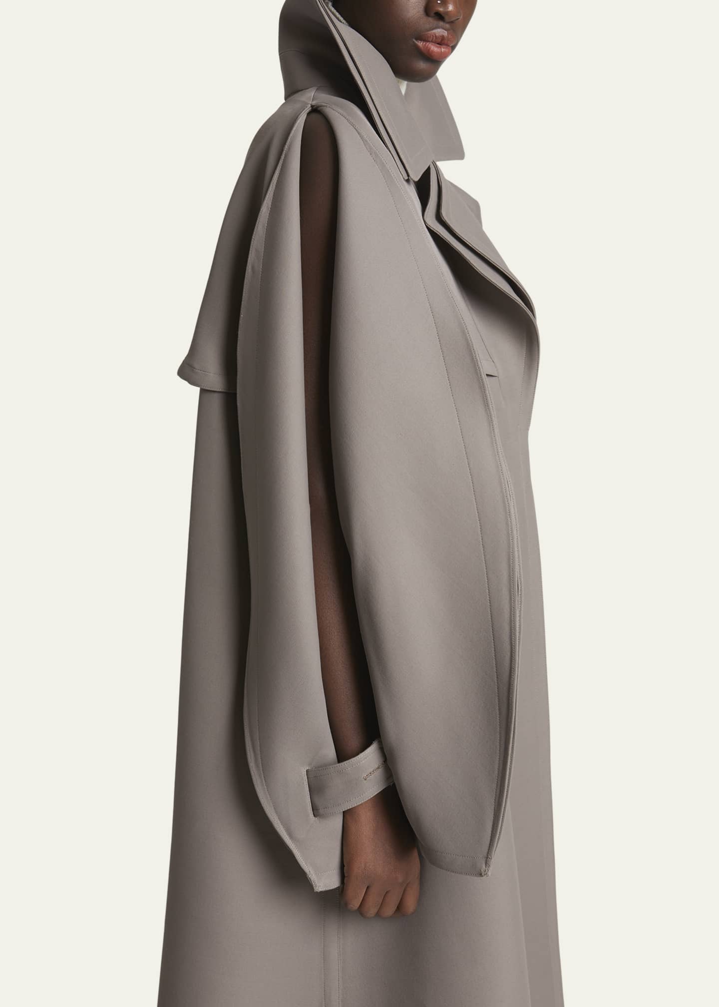 ALAIA Layered Collar Slit-Sleeve Trench Coat Image 5 of 5