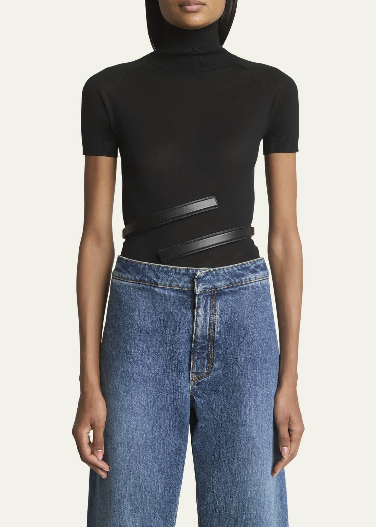 ALAIA Thin Twisted Leather Belt Image 2 of 2