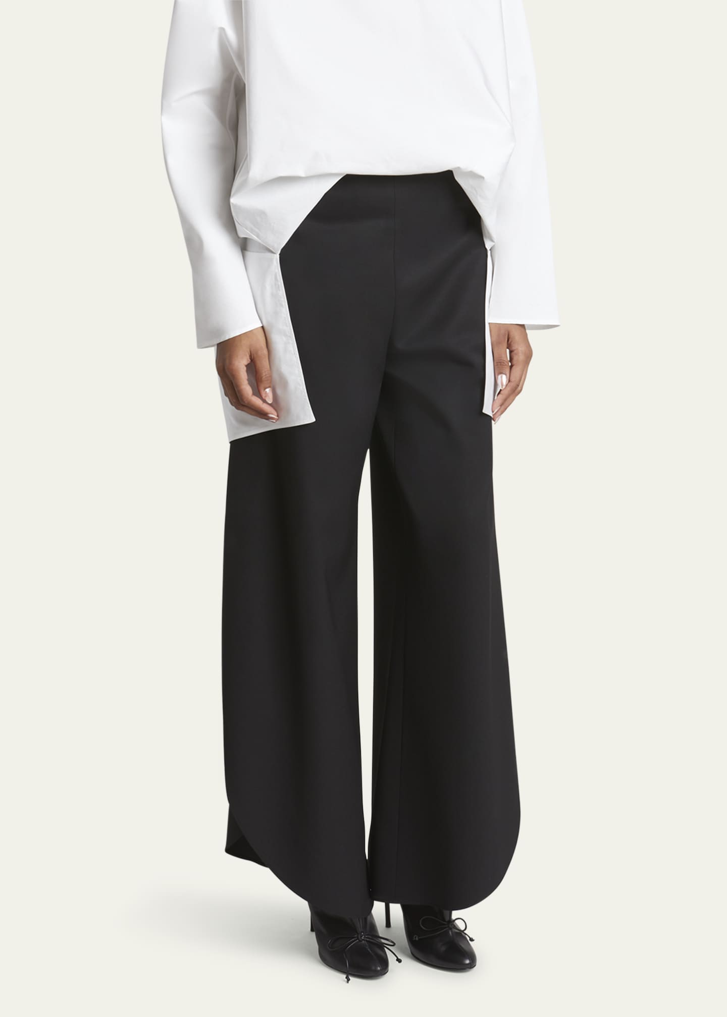 ALAIA Rounded Wide-Leg Trousers - Bergdorf Goodman