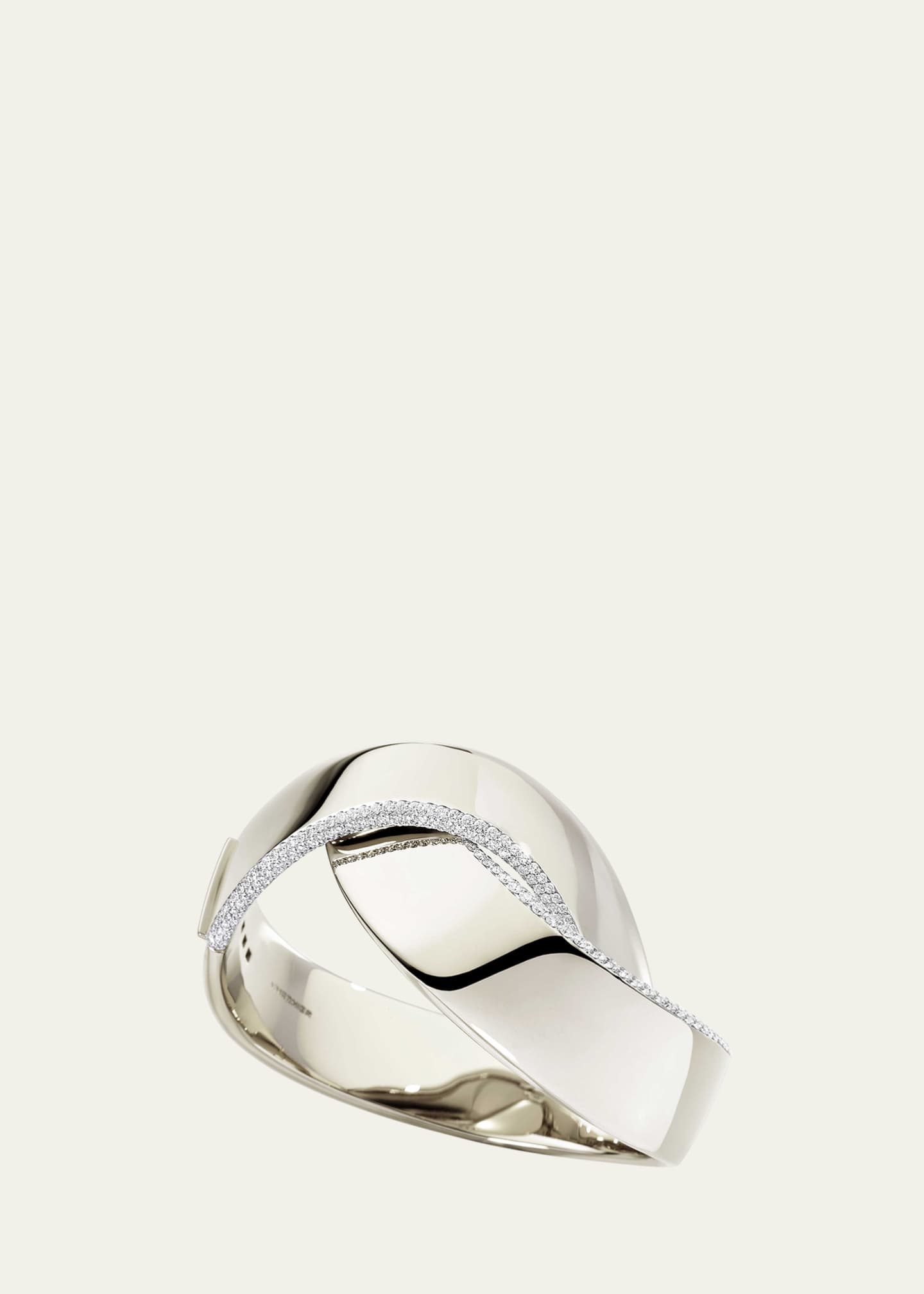Vhernier Abbraccio 18K White Gold Demi Pave Bangle, 15.5cm