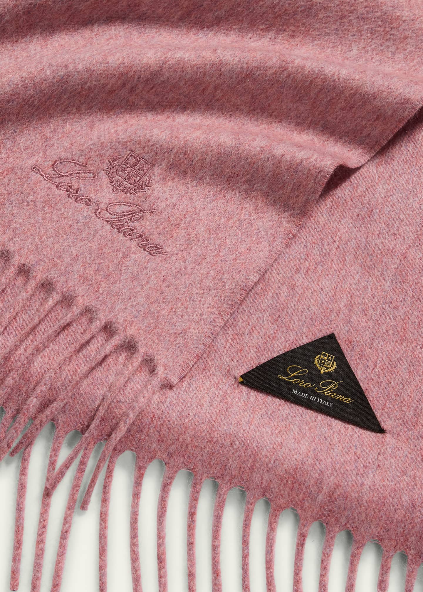 Loro Piana Embroidered Logo Cashmere Scarf Image 4 of 4