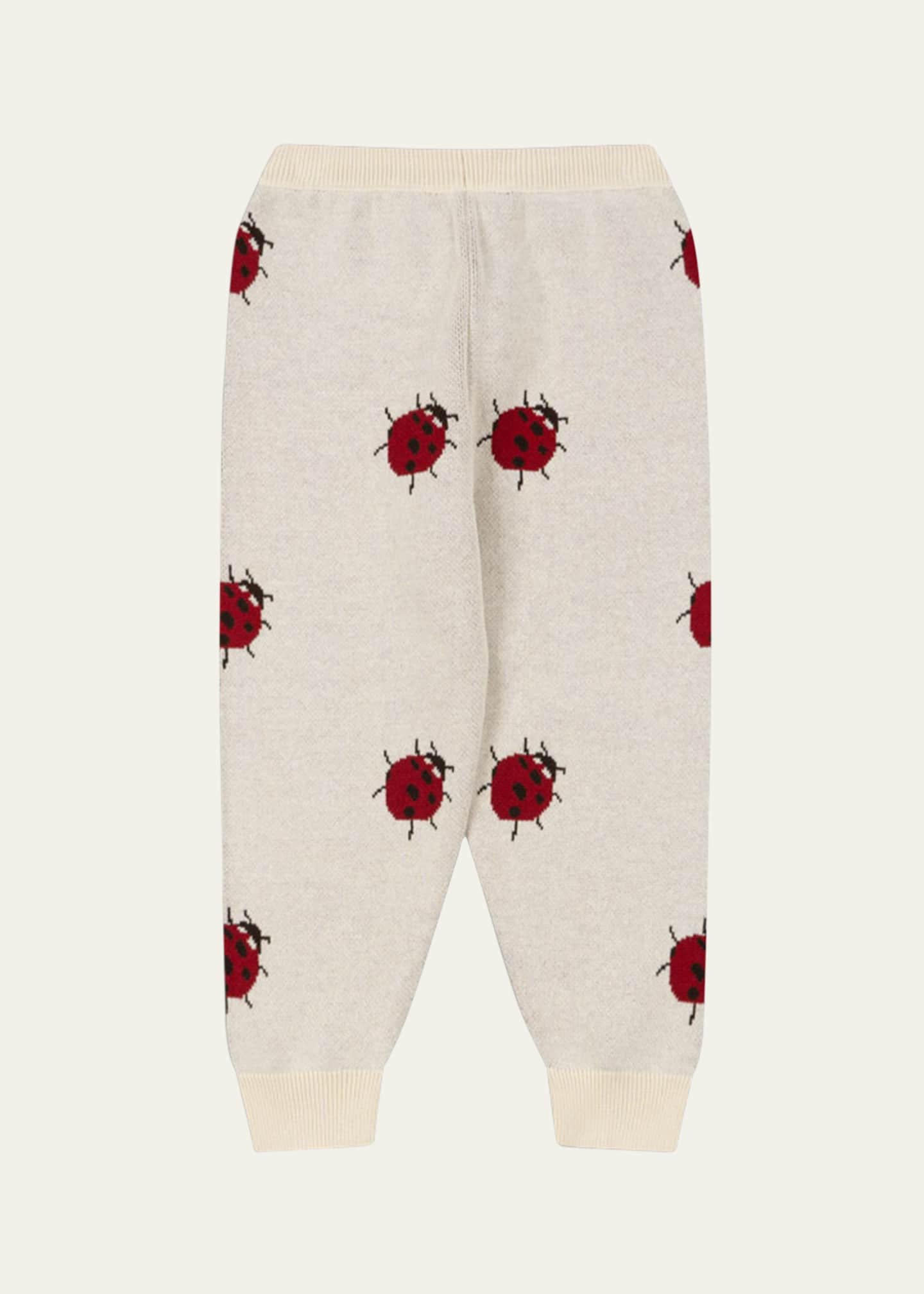 Konges Slojd Girl's Lapis Knit Ladybug-Print Pants, Size 3M-8 Image 2 of 3