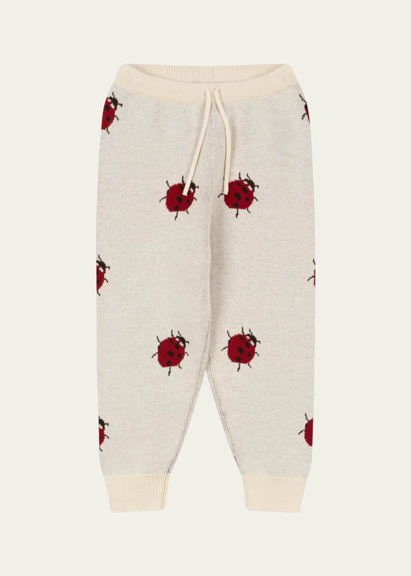 Konges Slojd Girl's Lapis Knit Ladybug-Print Pants, Size 3M-8 Image 1 of 3