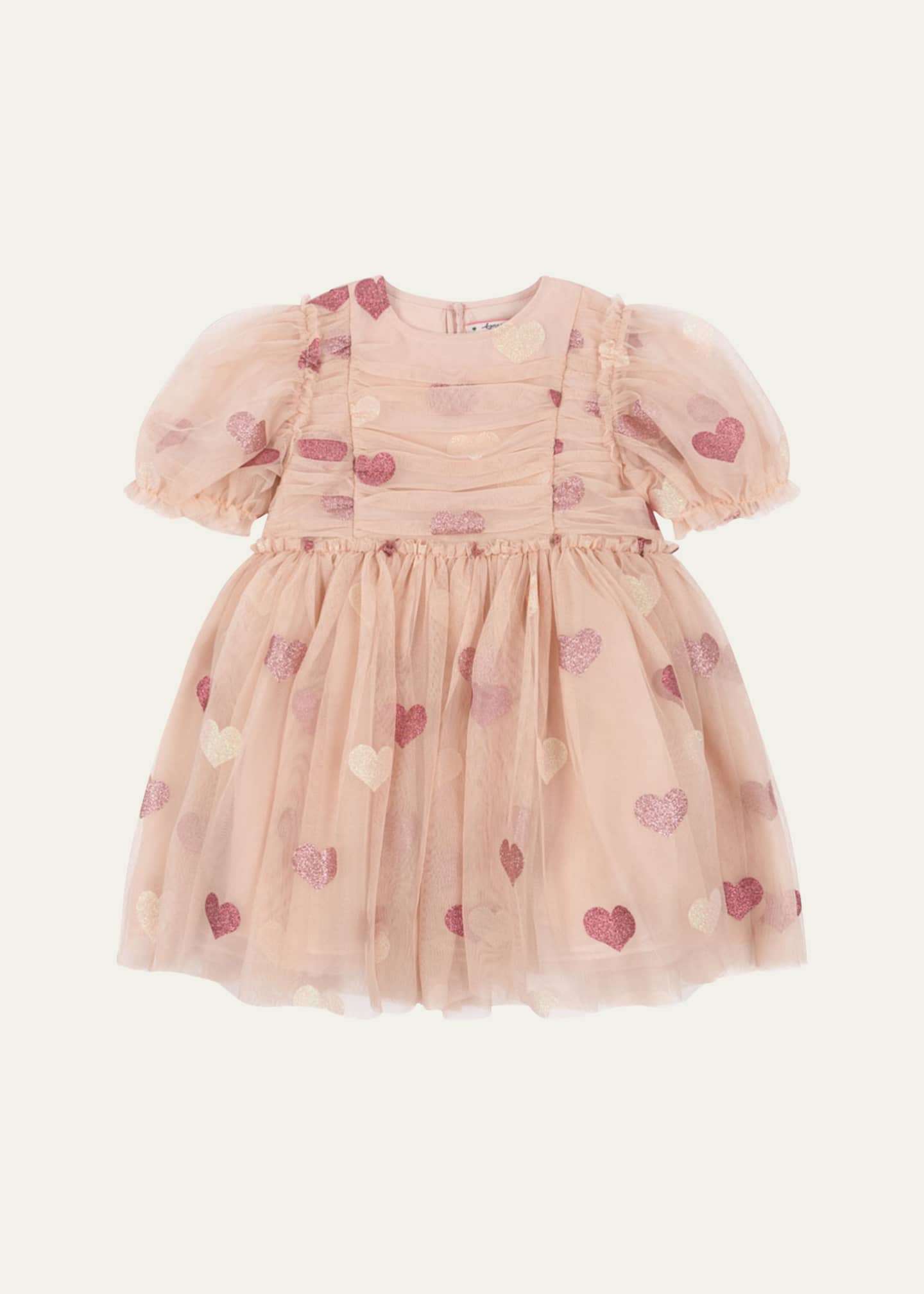 Konges Slojd Girl's Tullie Glittery Heart Printed Tulle Dress, Size 18M-10 Image 1 of 2