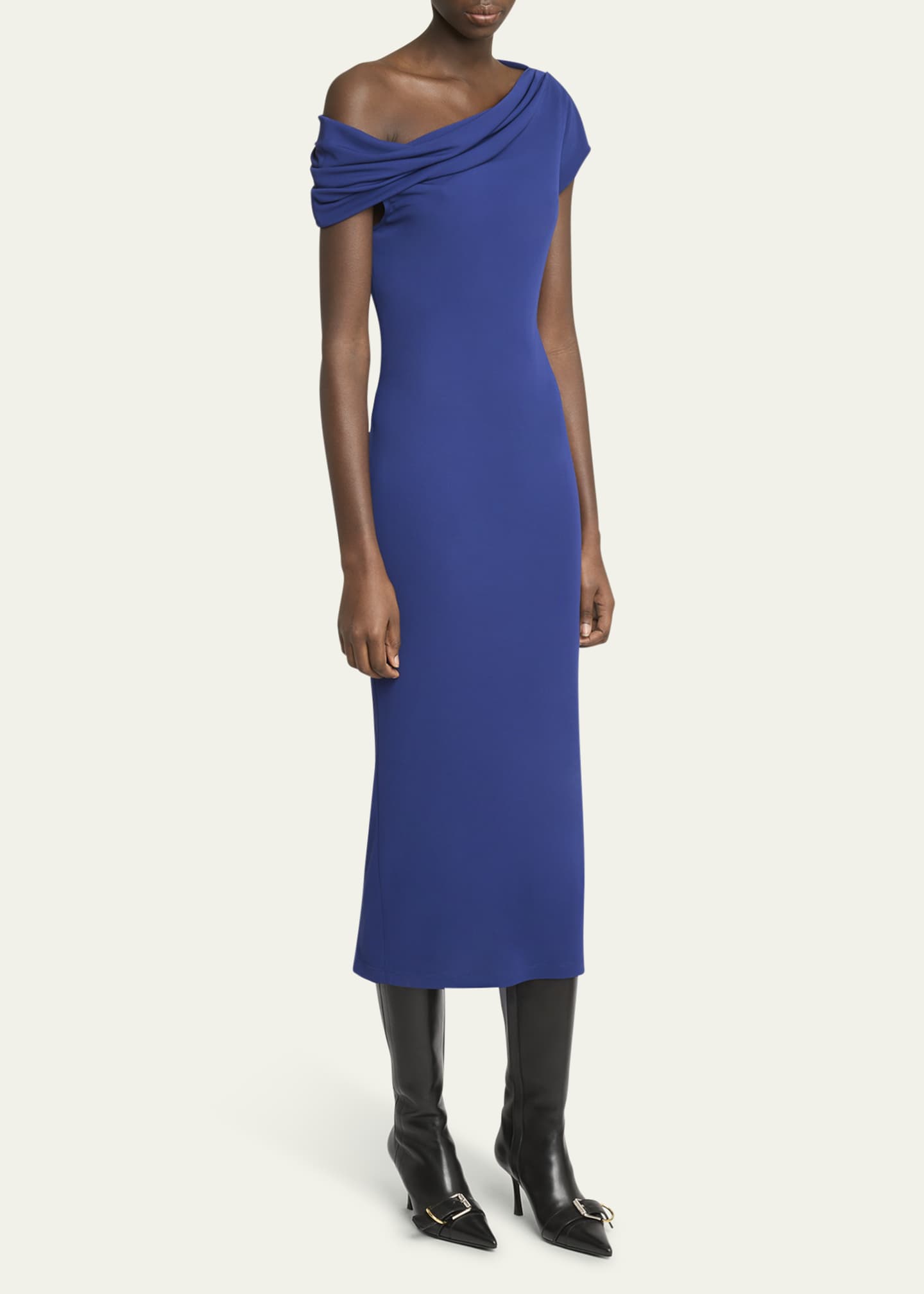 Givenchy Draped Off-The-Shoulder Sheath Midi Dress Image 4 of 5