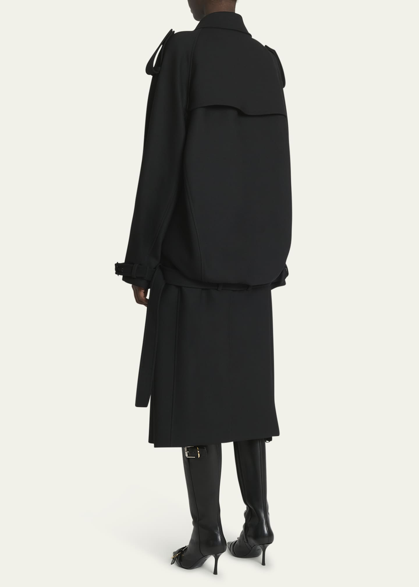 【関税＆送料込み】Givenchy Trench Givenchy Double-Breasted Volume Belted Wool Trench Coat