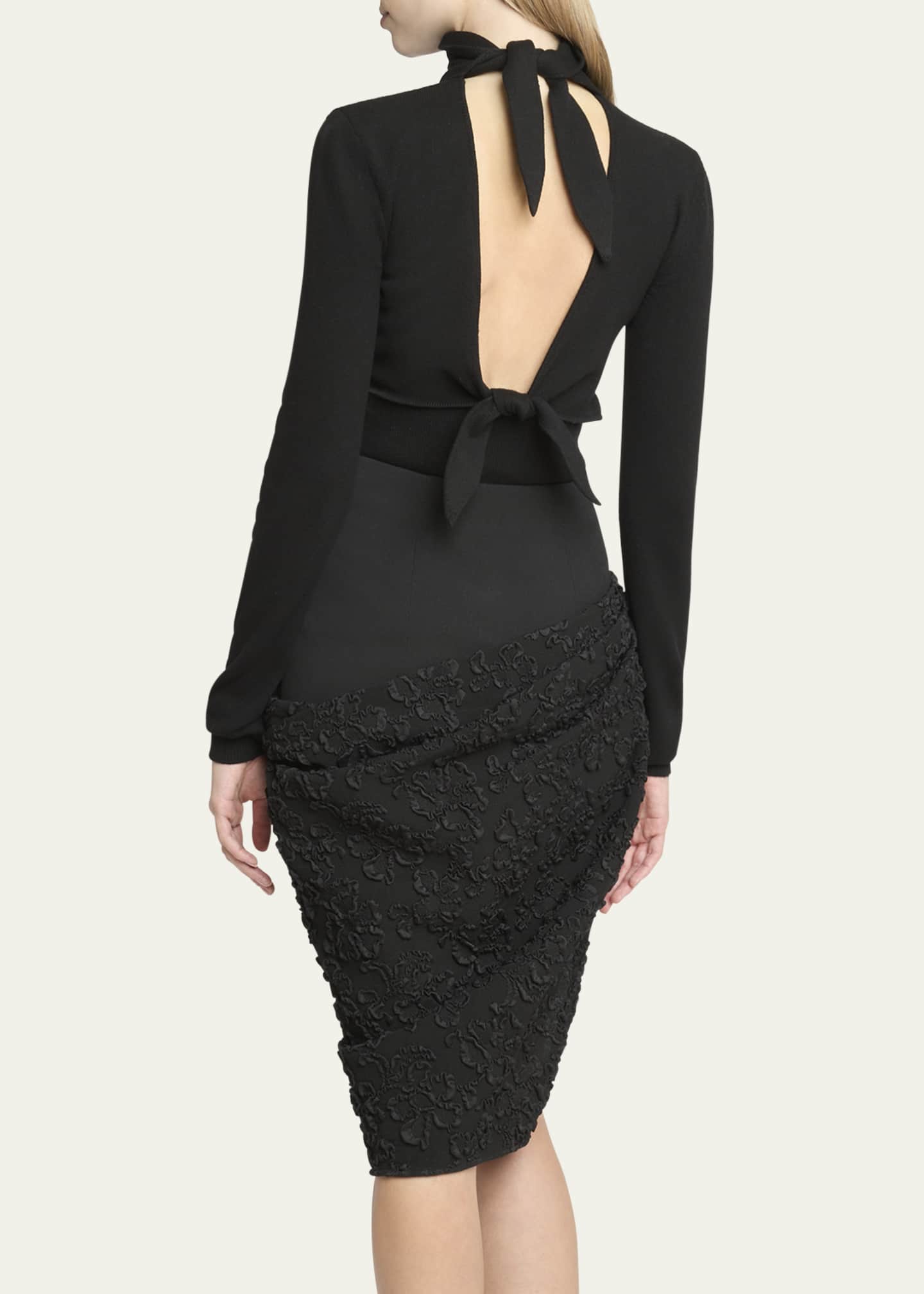 High Neck Open-Back Wool Cashmere Sweater