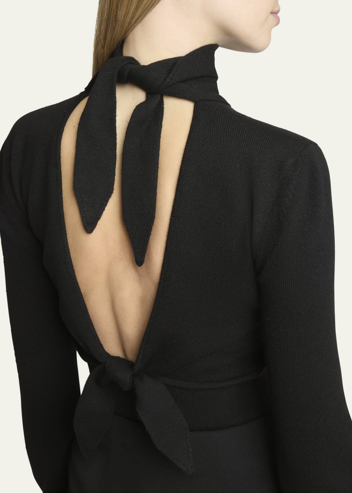 High Neck Open-Back Wool Cashmere Sweater