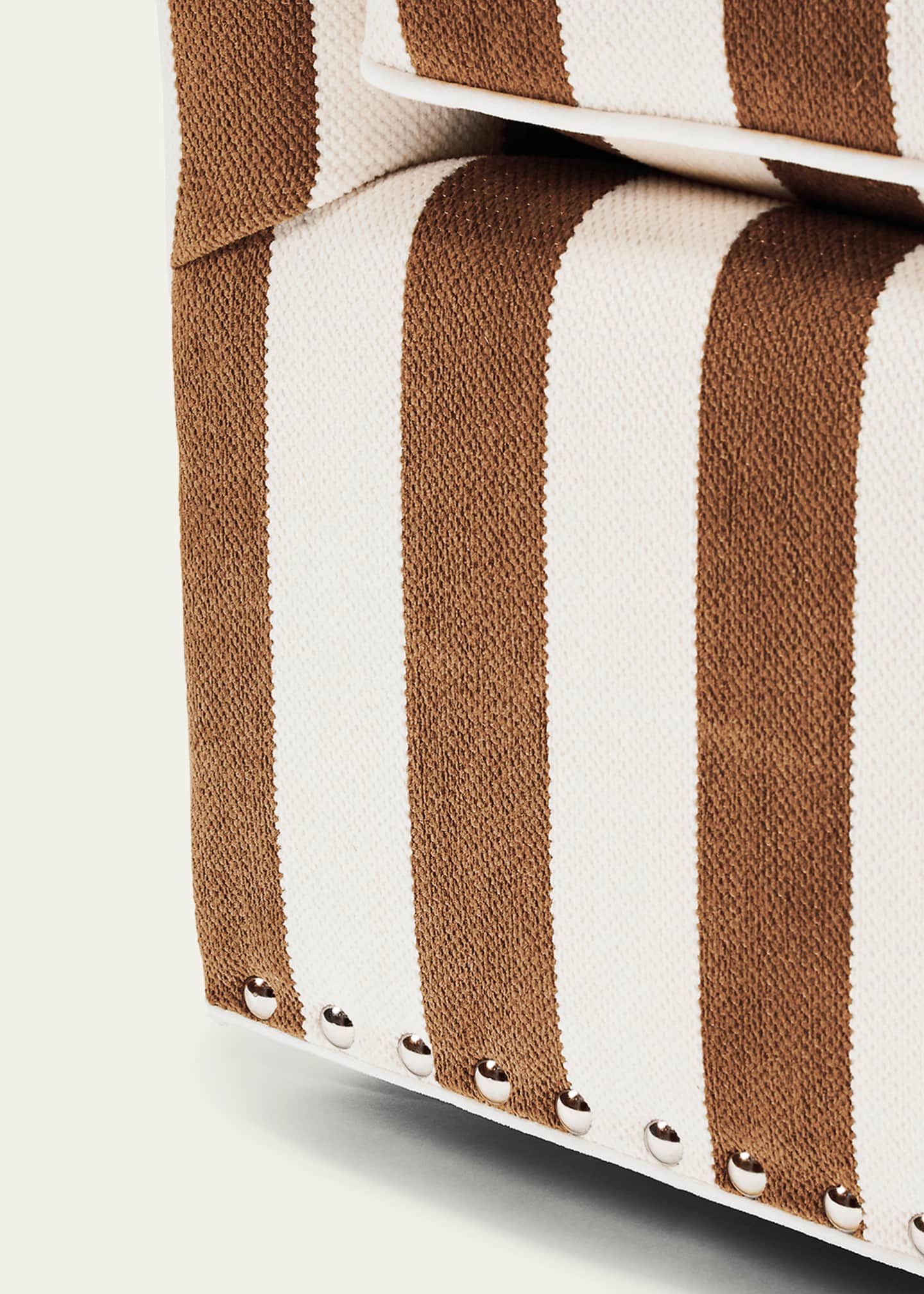 MacKenzieChilds Marquee Brown Stripe Chenille Swivel Chair Bergdorf