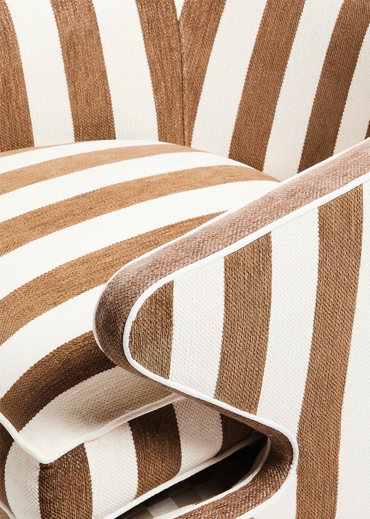 MacKenzieChilds Marquee Brown Stripe Chenille Accent Chair Bergdorf