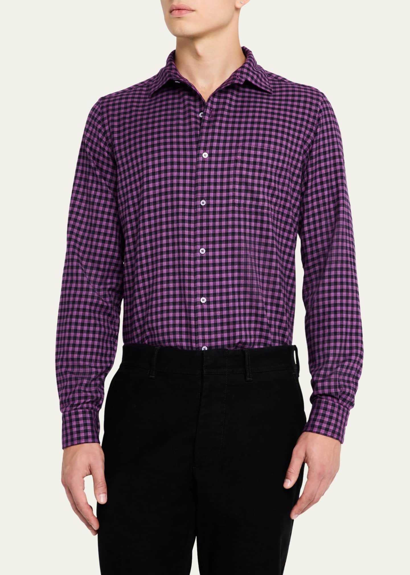 Massimo Alba Men's Cotton Plaid Sport Shirt Image 4 of 5