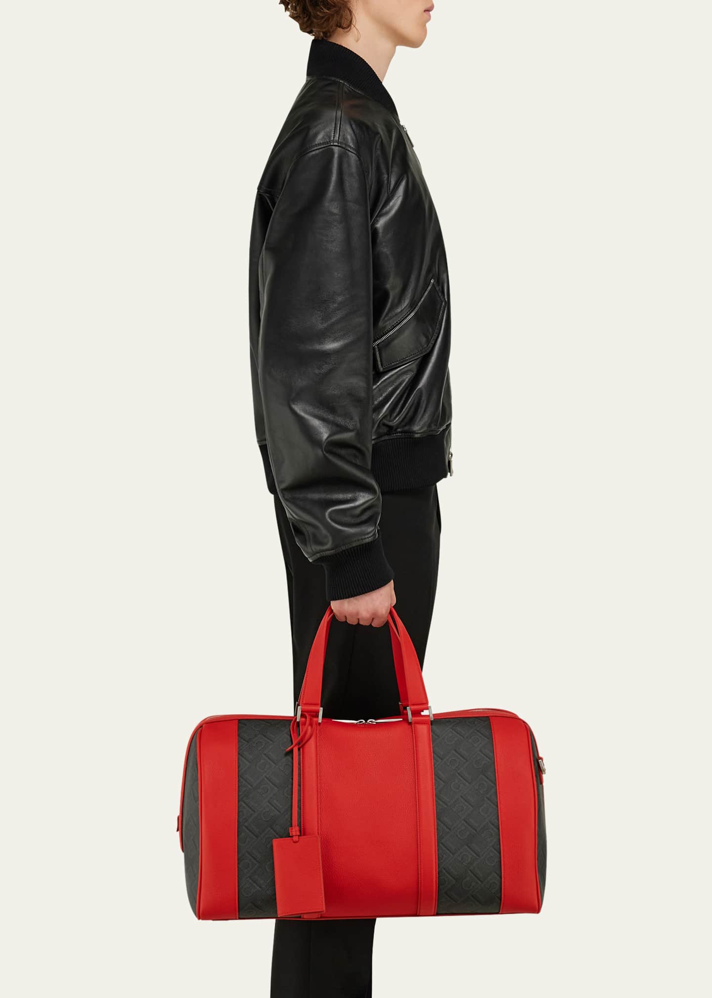 Ferragamo Men's Leather Monogram Duffel Bag Image 4 of 4