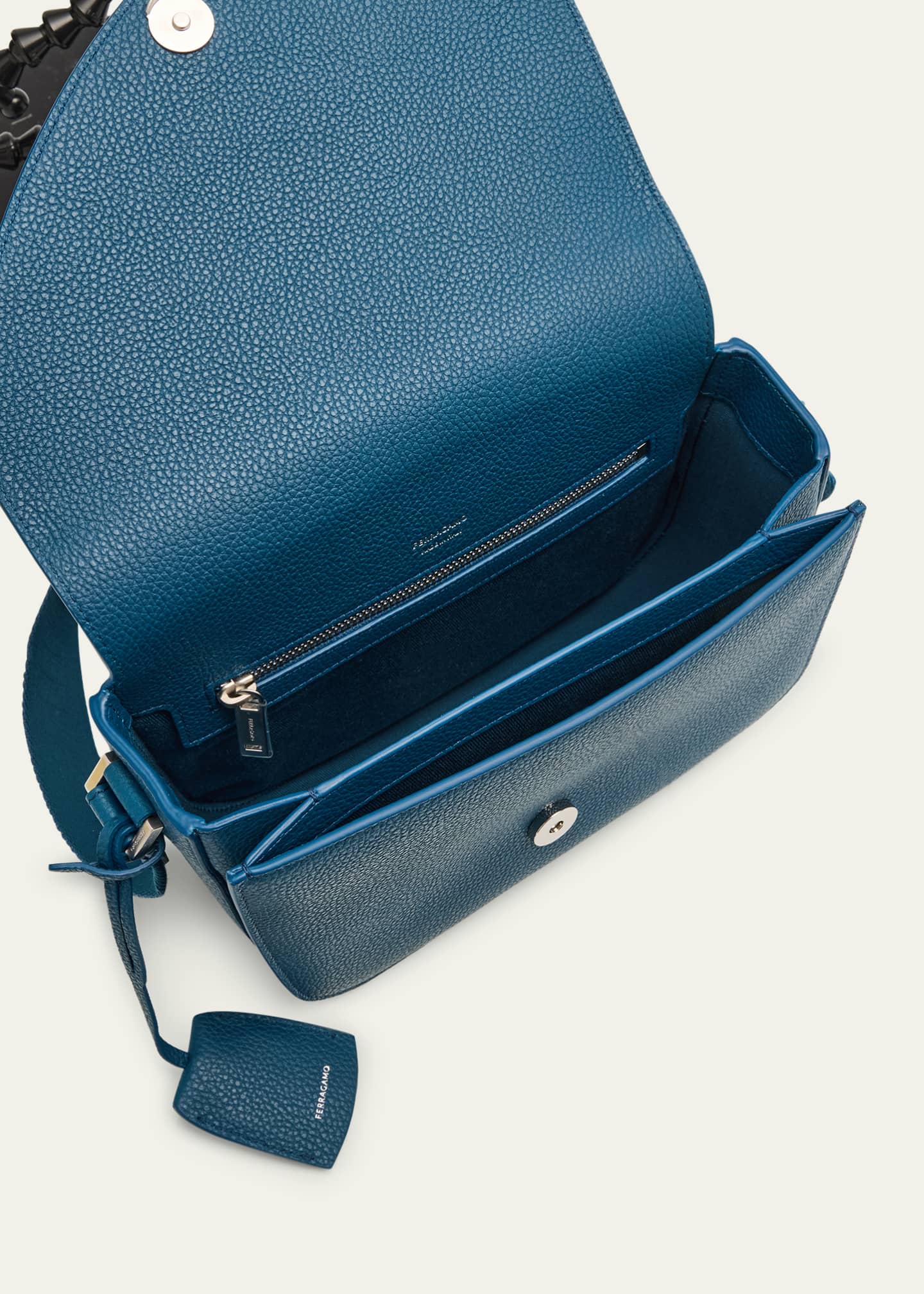Ferragamo Men's Fiamma Leather Shoulder Bag Image 4 of 6