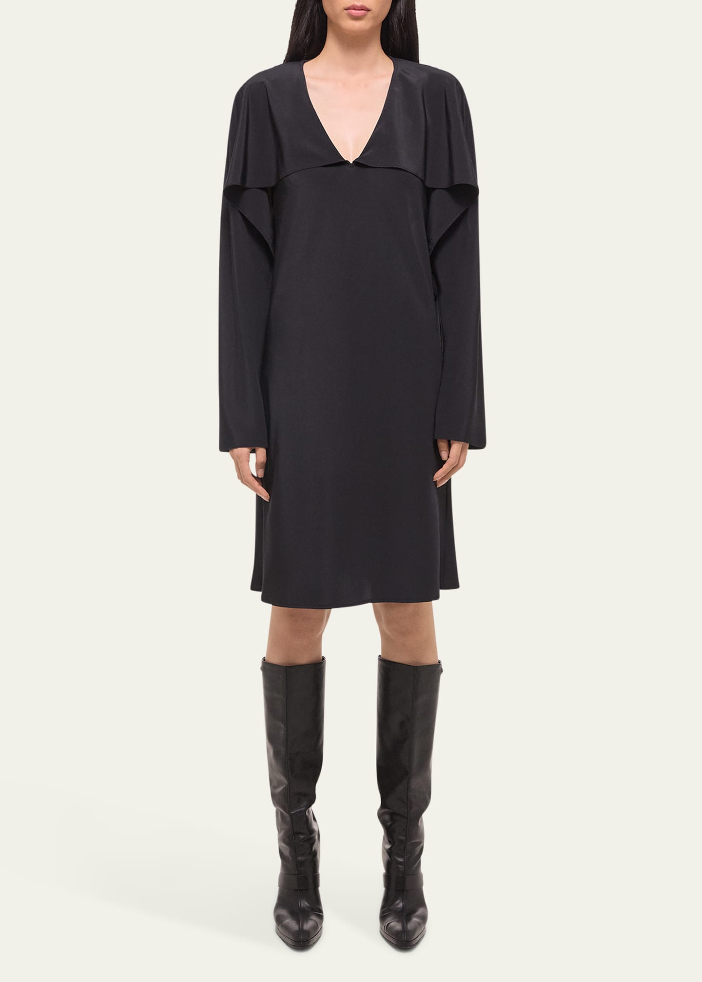 Helmut Lang Long-Sleeve Silk Scarf Dress Image 2 of 5