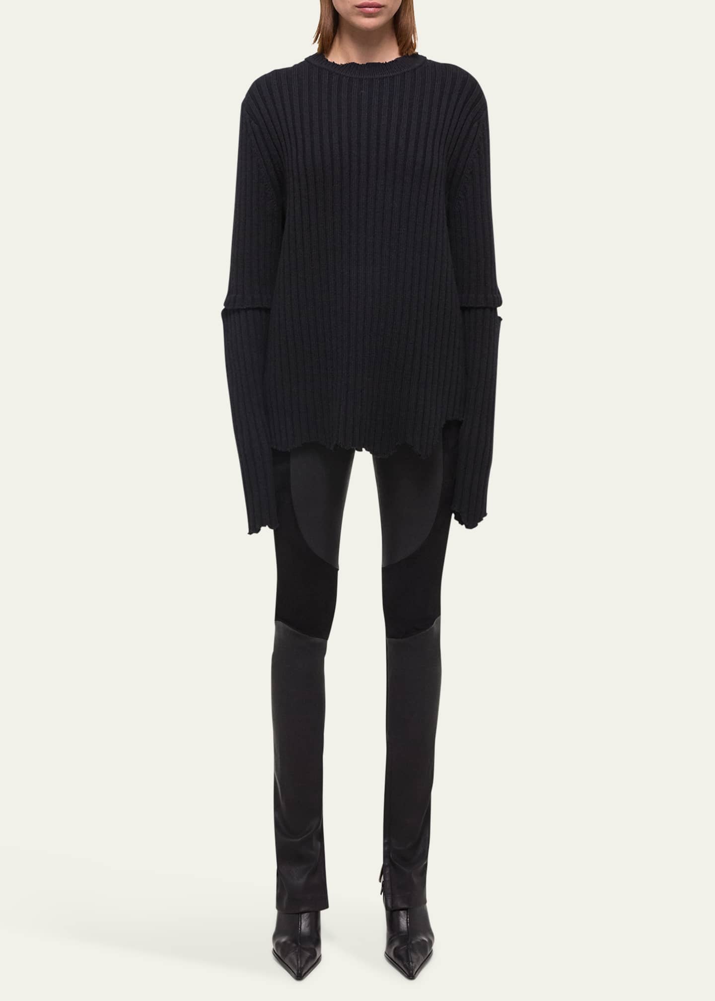Helmut Lang Distressed Ribbed Crewneck Sweater Image 2 of 5