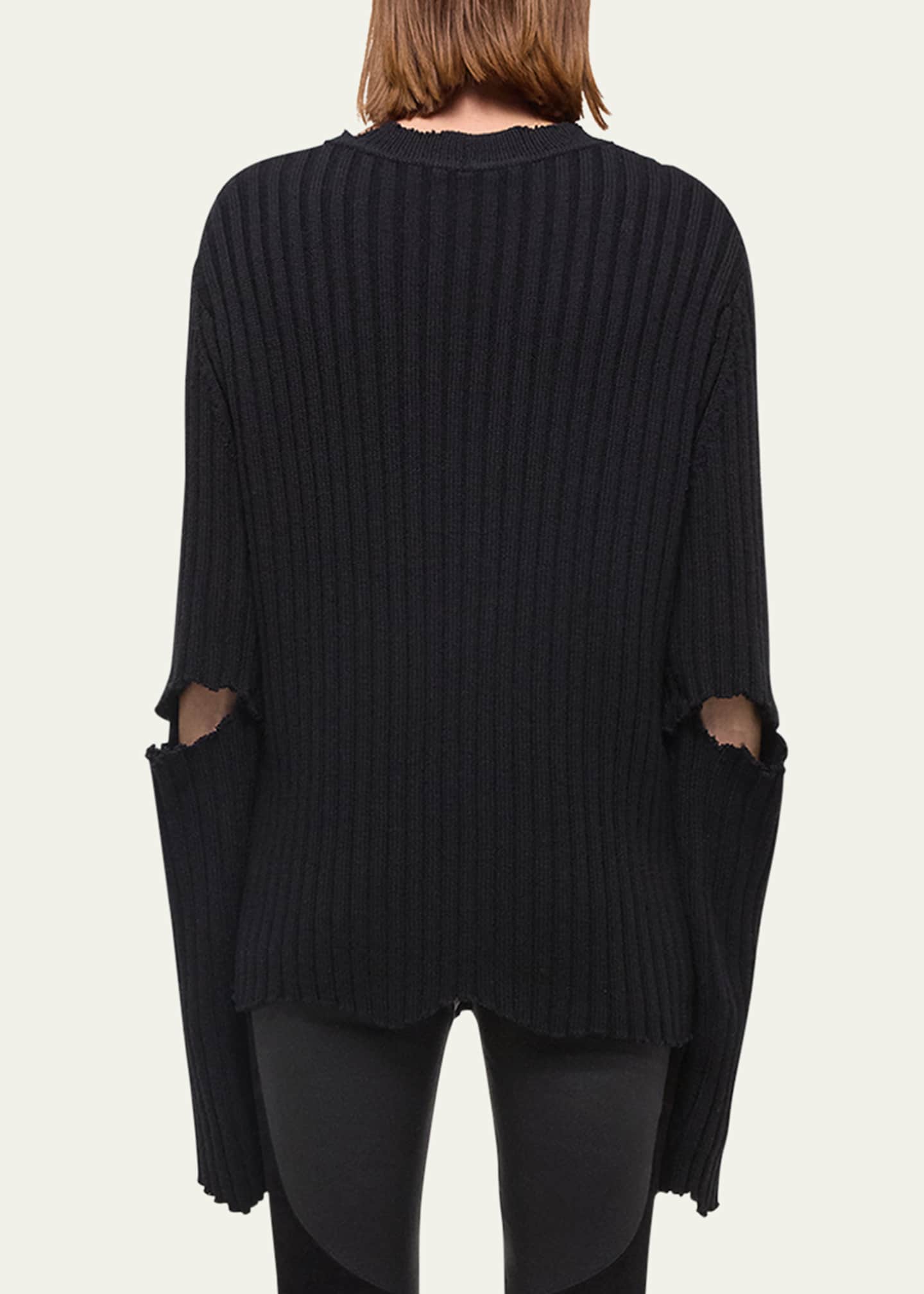 Helmut Lang Distressed Ribbed Crewneck Sweater Image 3 of 5