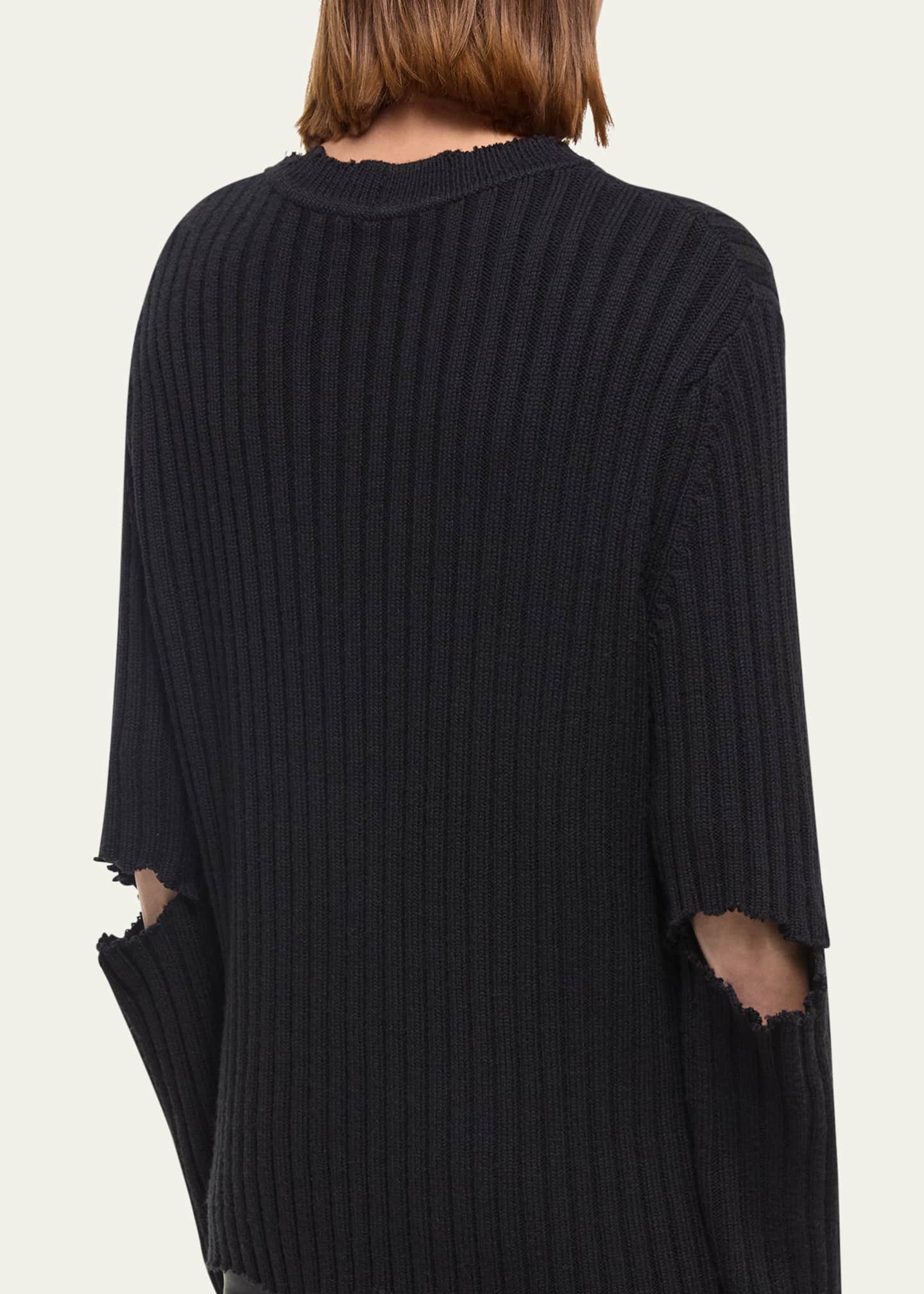 Helmut Lang Distressed Ribbed Crewneck Sweater Image 5 of 5