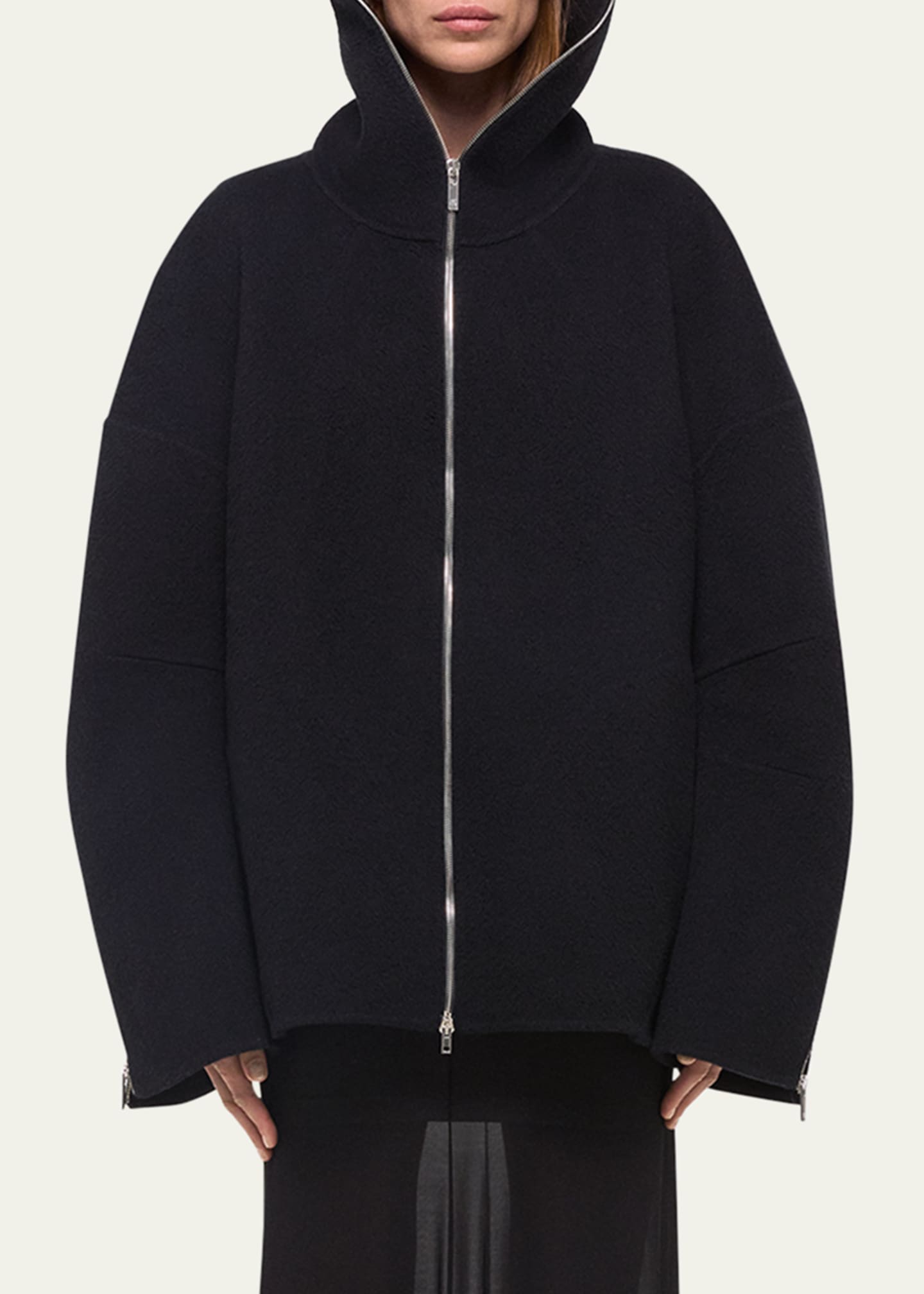 Helmut Lang Wool Zip Cocoon Coat