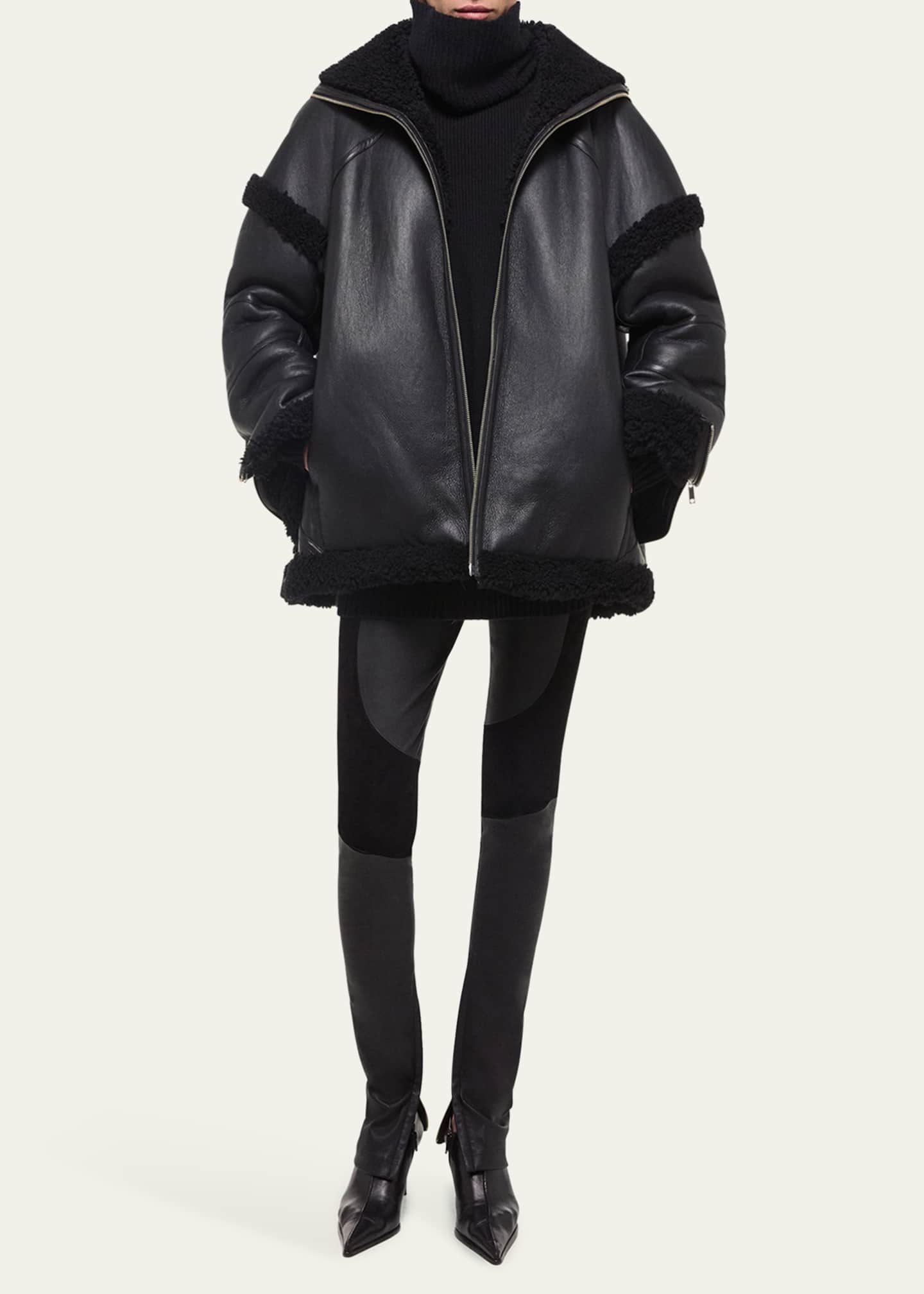 Helmut Lang Apex Leather Teddy Jacket Image 2 of 5