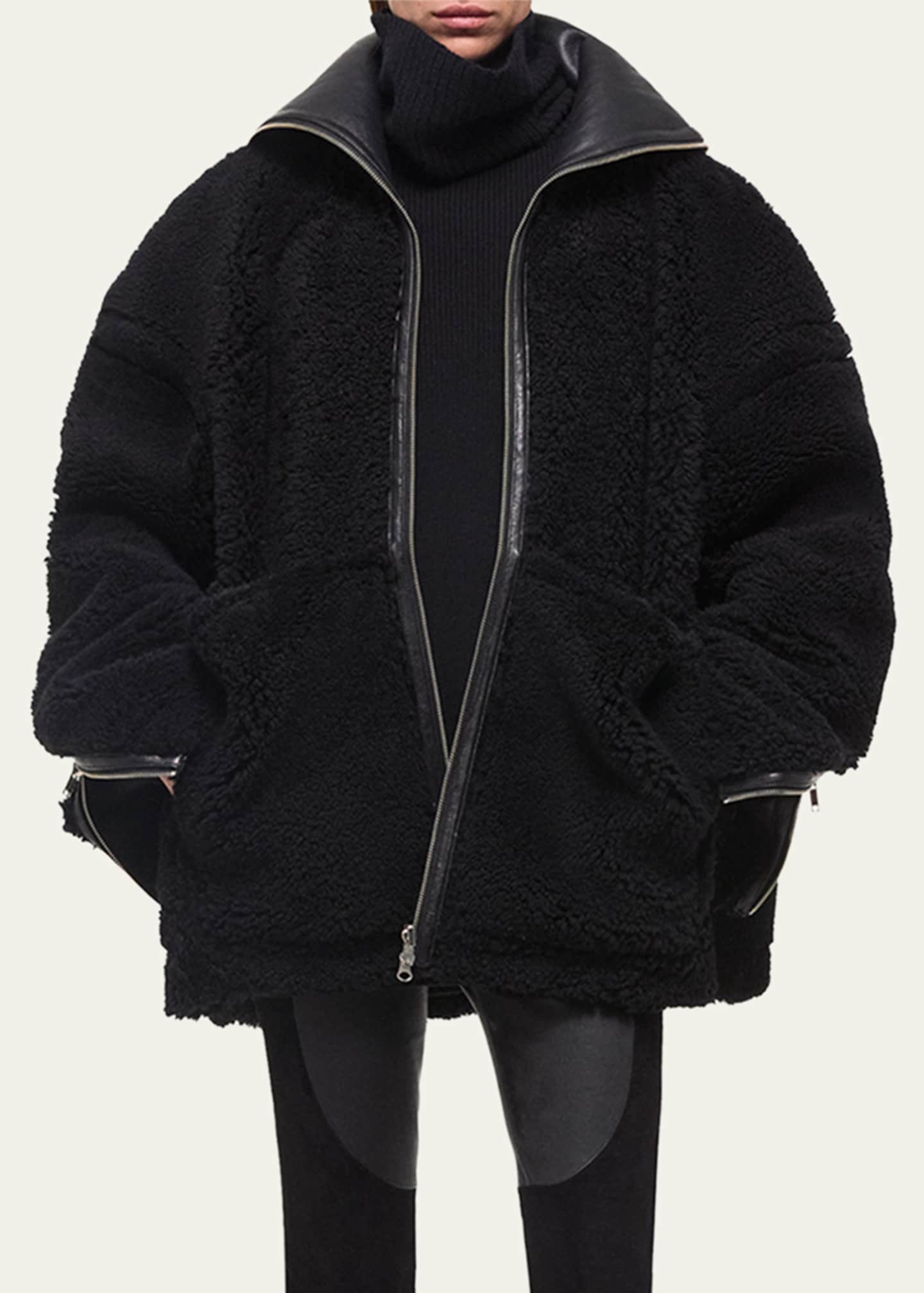 Helmut Lang Apex Leather Teddy Jacket Image 4 of 5