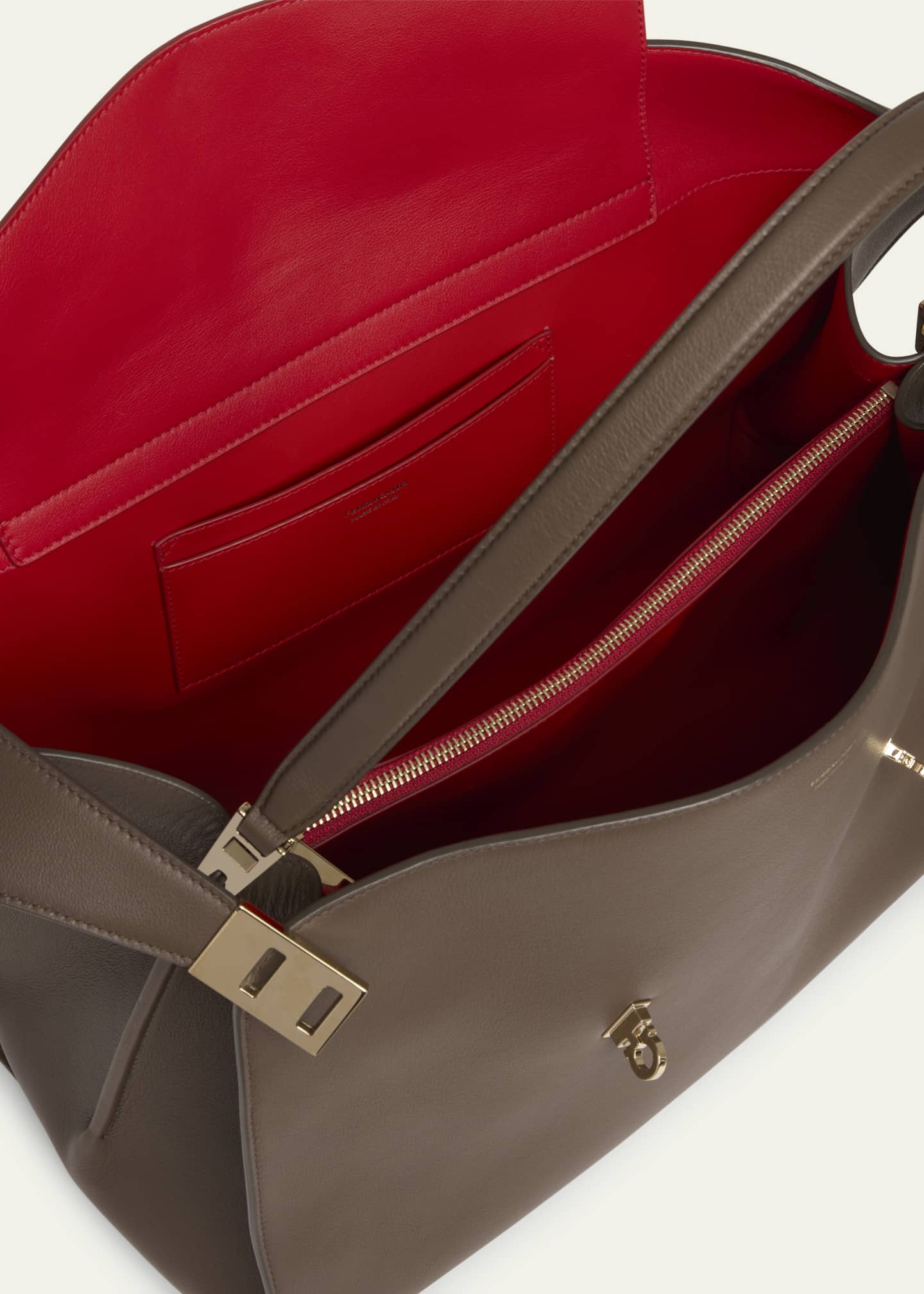 Ferragamo Large Hug Soft Bicolor Shoulder Bag Image 4 of 5