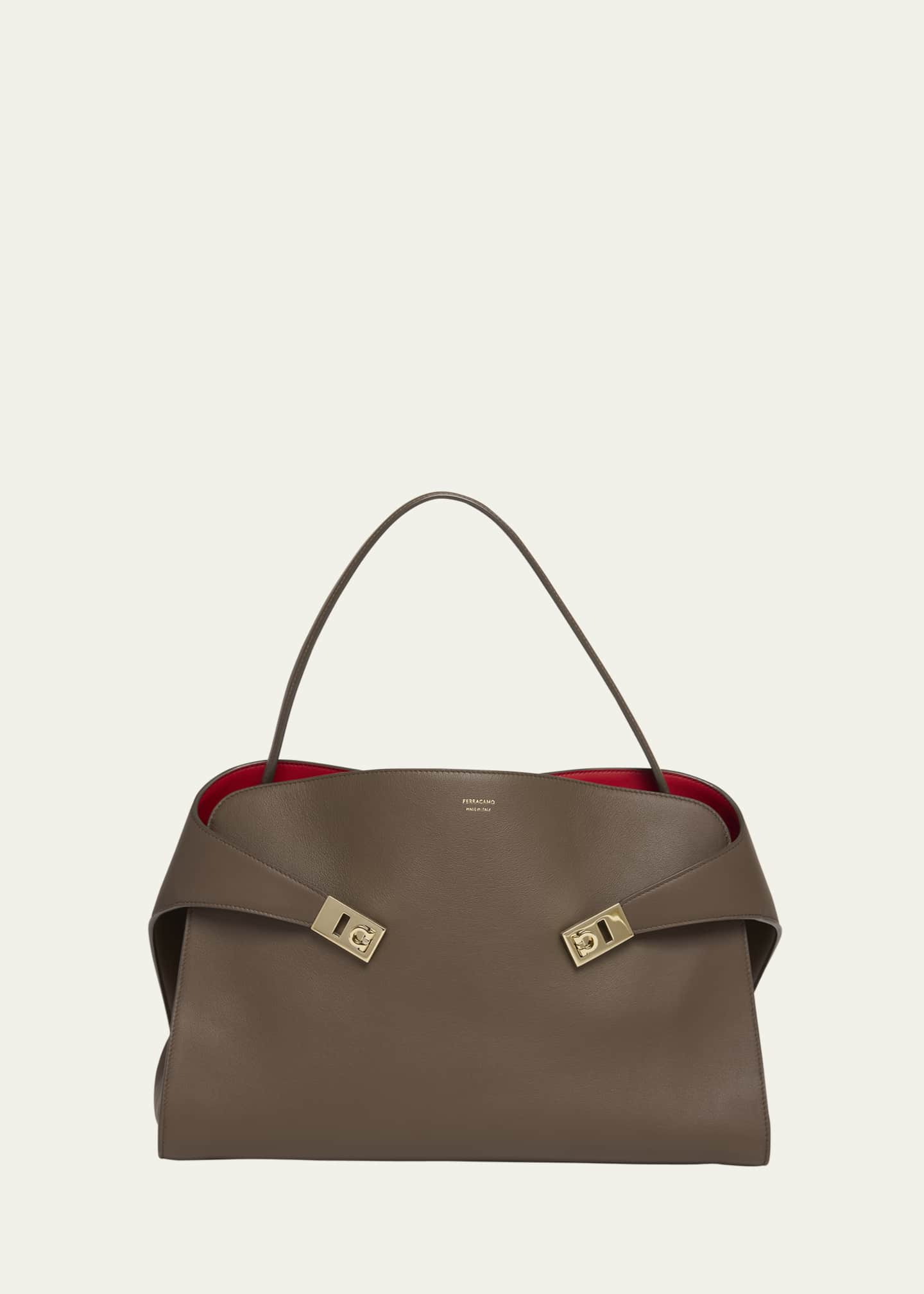 Ferragamo Large Hug Soft Bicolor Shoulder Bag Image 1 of 5