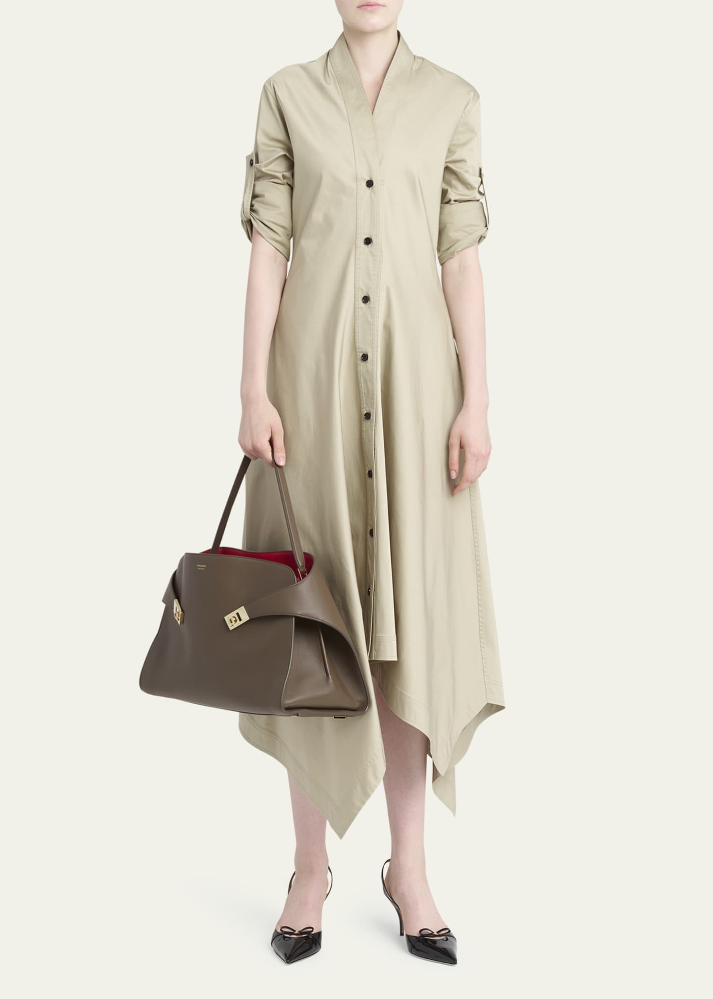 Ferragamo Large Hug Soft Bicolor Shoulder Bag Image 5 of 5