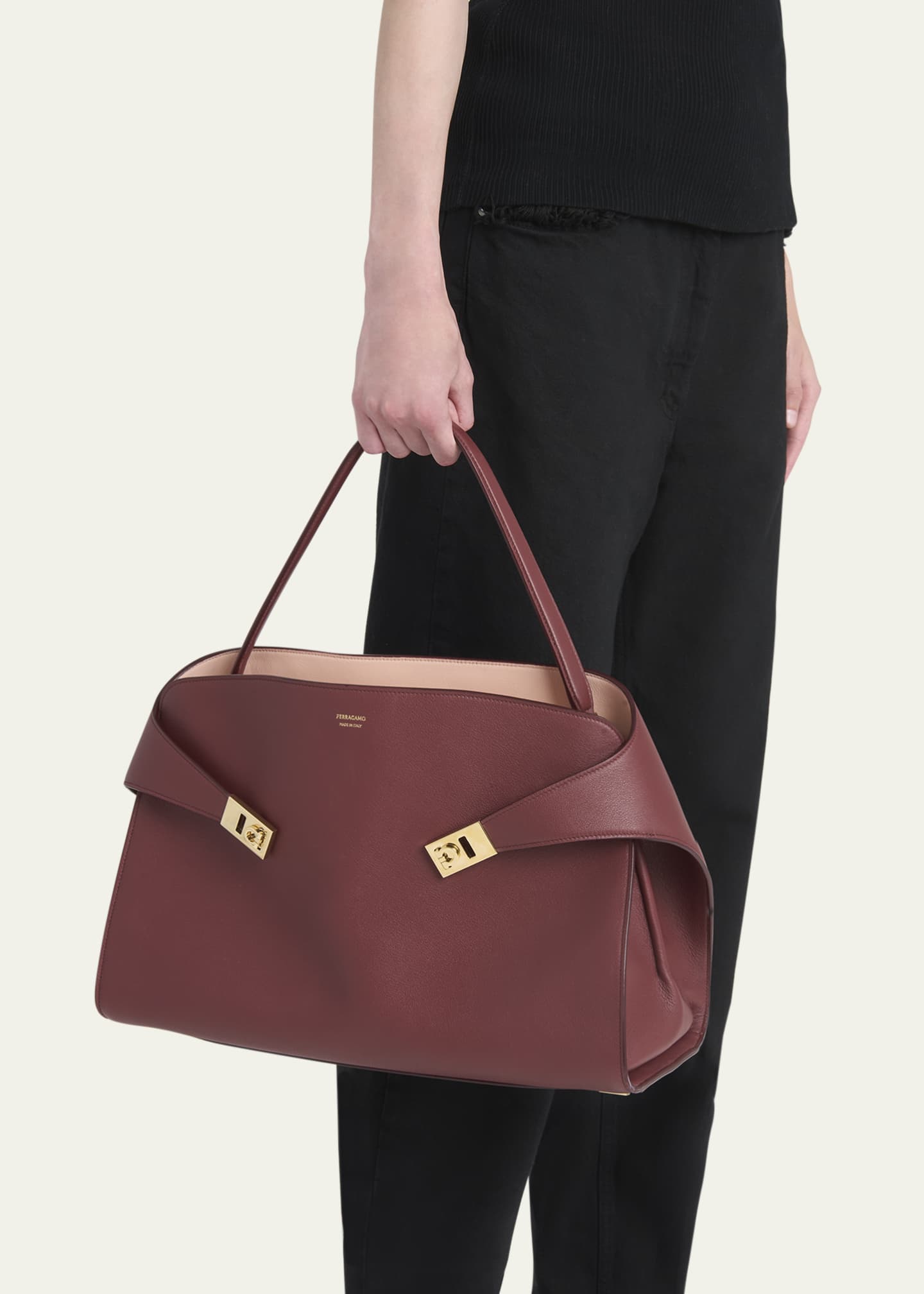 Ferragamo Large Hug Soft Bicolor Shoulder Bag Image 2 of 6