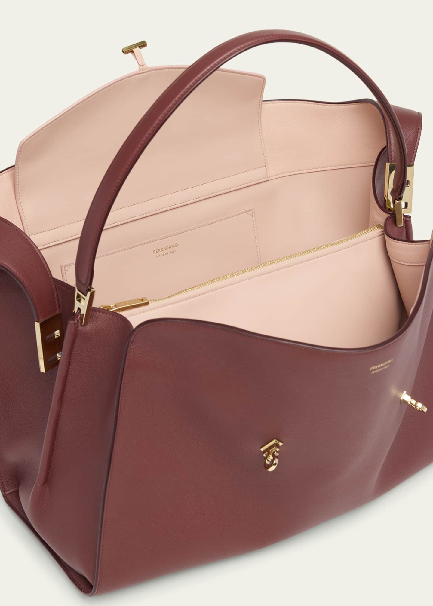 Ferragamo Large Hug Soft Bicolor Shoulder Bag Image 4 of 6