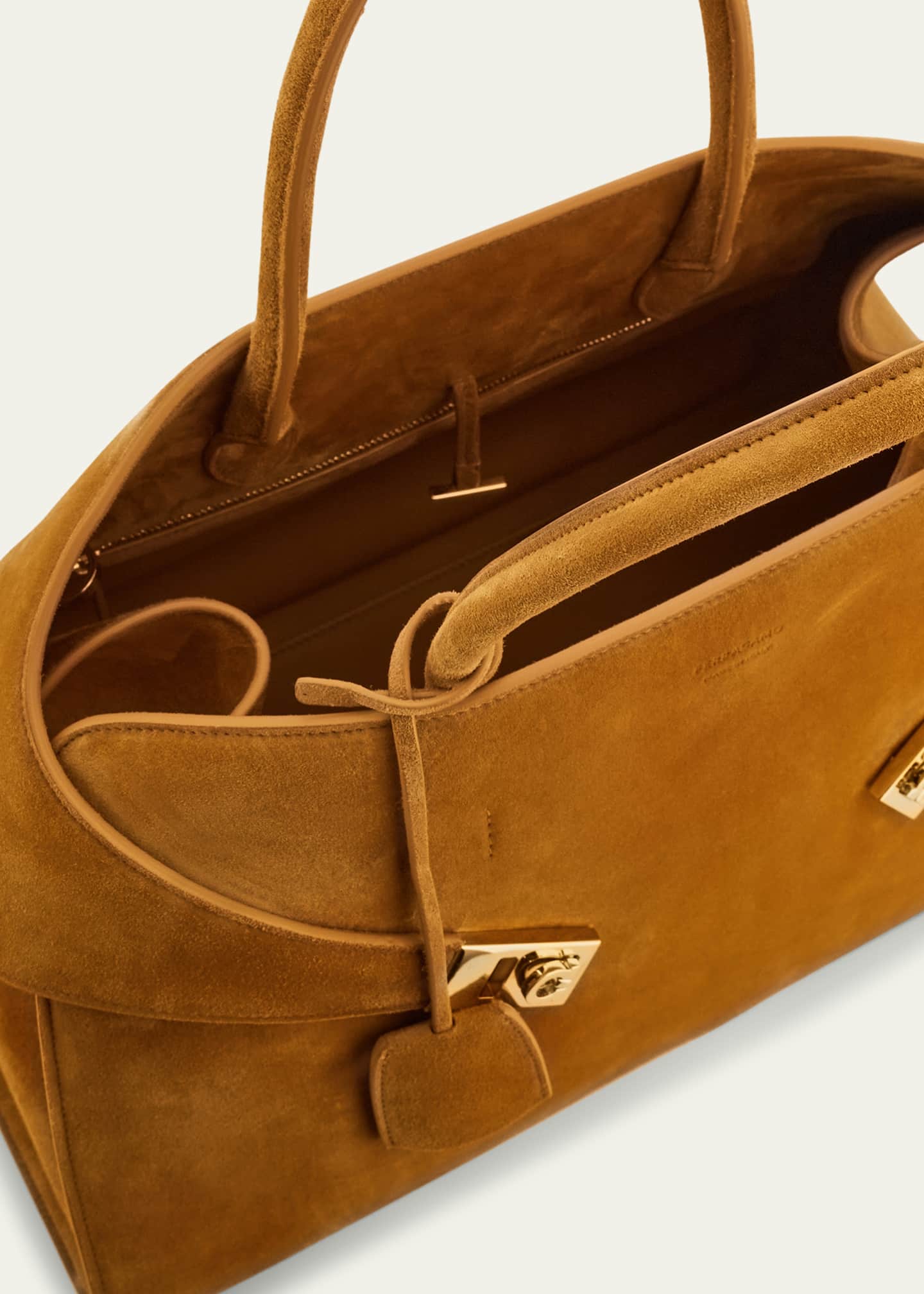 Ferragamo Hug Suede Top-Handle Bag Image 3 of 5